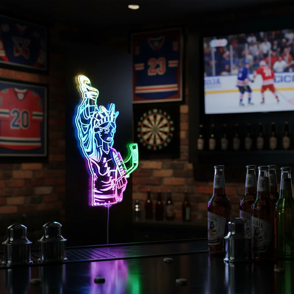 New York Rangers Mascot Neon LED Sign with Dynamic RGB Colors - Image 8