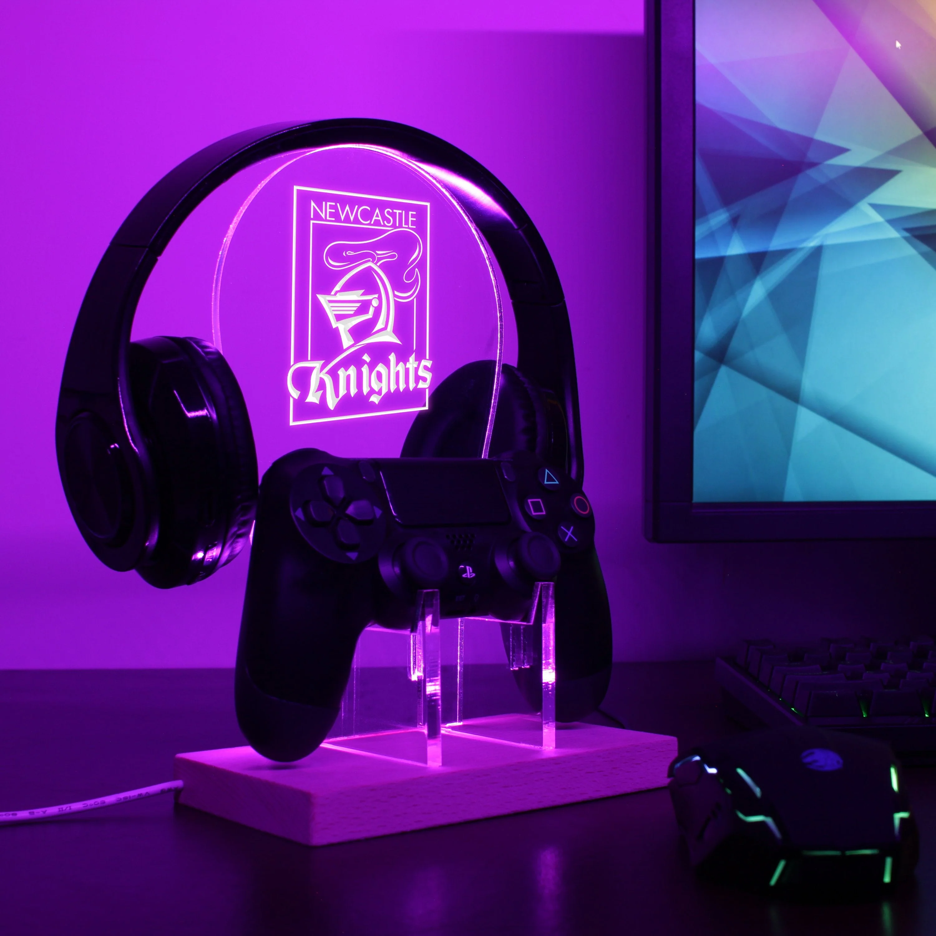 Newcastle Knights LED Gaming Headset Controller Stand - Image 2