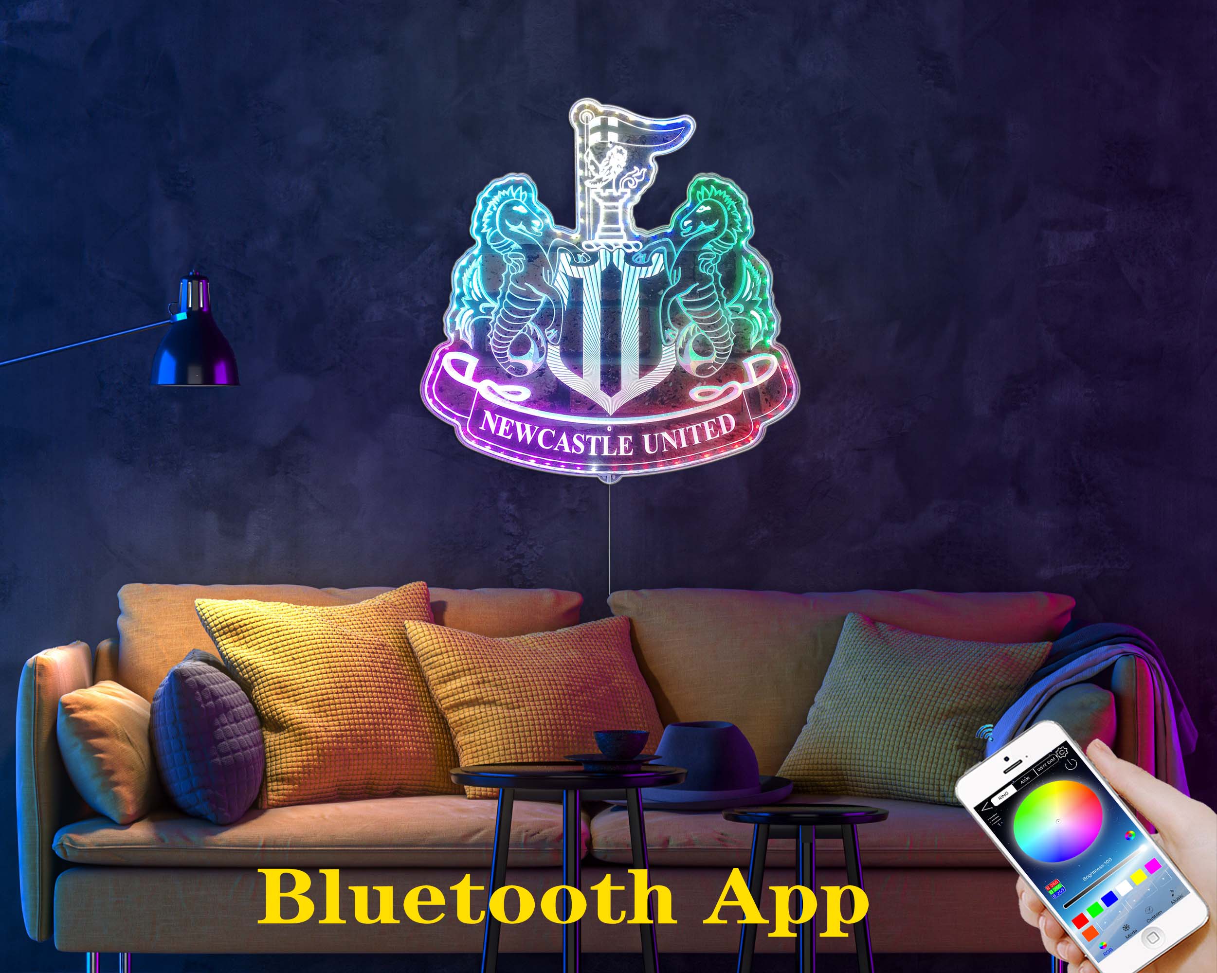 Newcastle United Neon LED Sign with Dynamic RGB Colors - Image 7