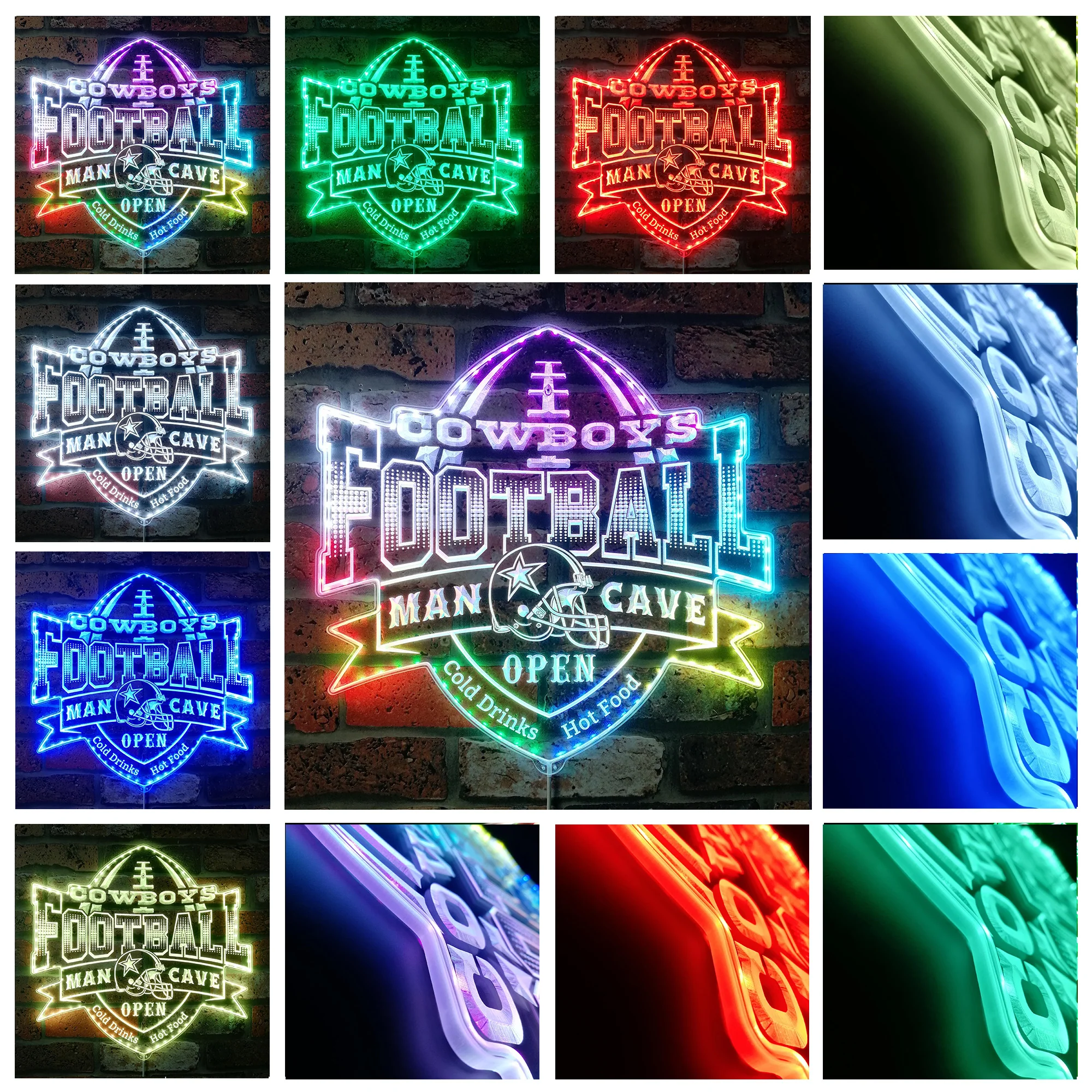 NFL Dallas Cowboys Sport Club Neon LED Sign with Dynamic RGB Colors - Image 4