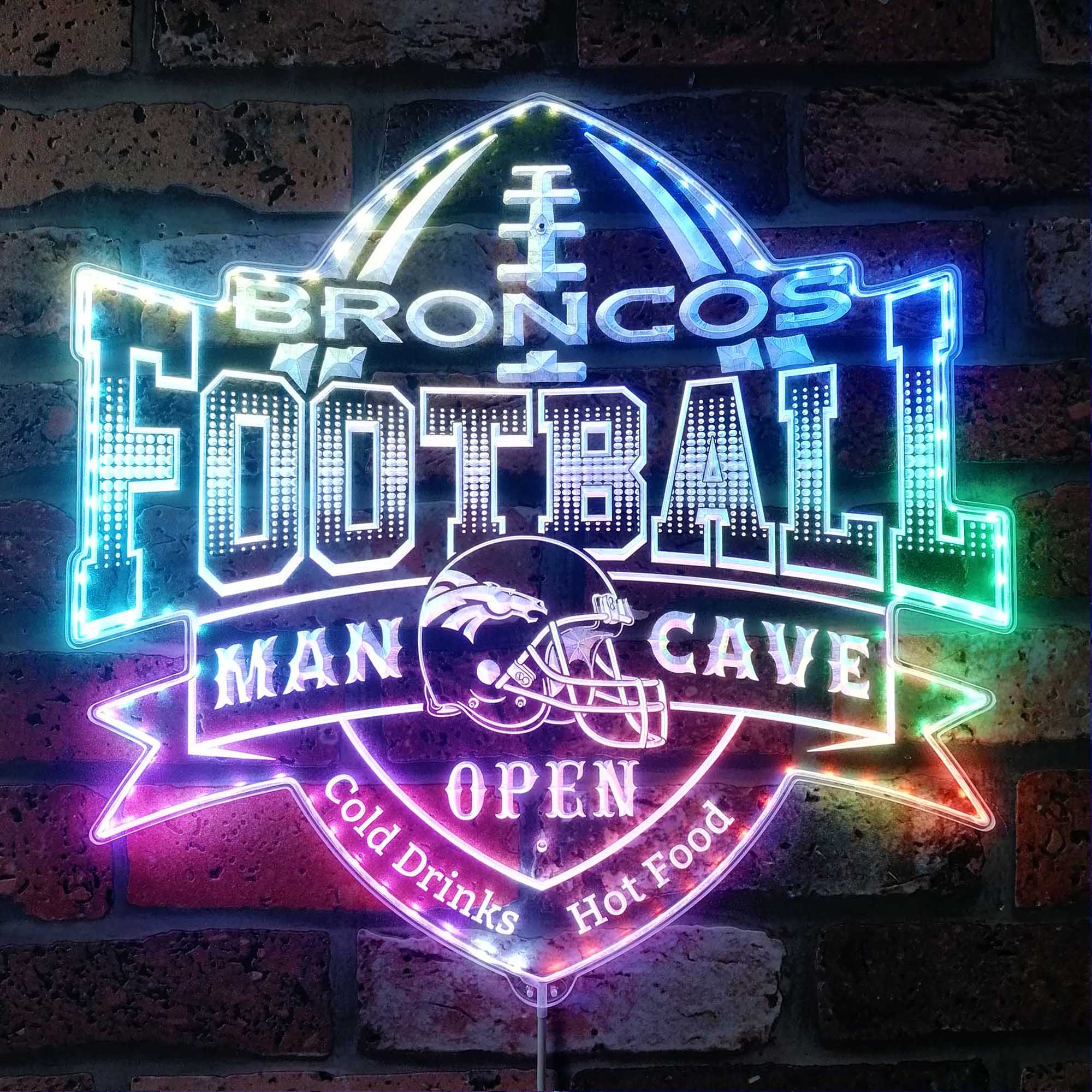NFL Denver Broncos Football Neon LED Sign with Dynamic RGB Colors