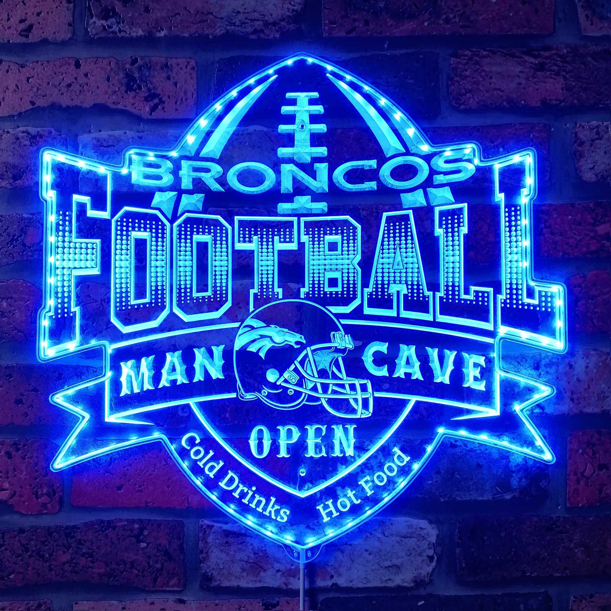 NFL Denver Broncos Football Neon LED Sign with Dynamic RGB Colors - Image 5
