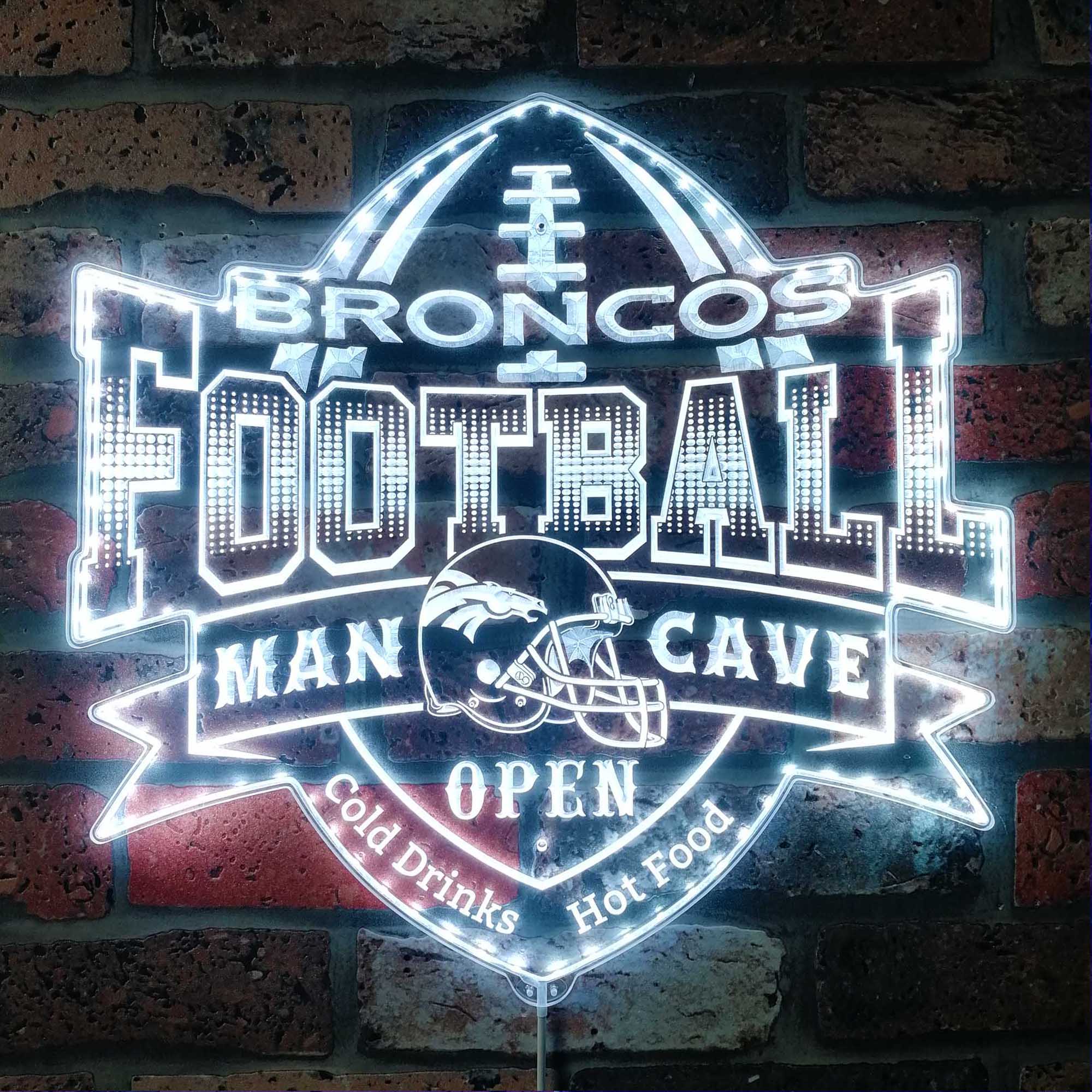 NFL Denver Broncos Football Neon LED Sign with Dynamic RGB Colors - Image 6