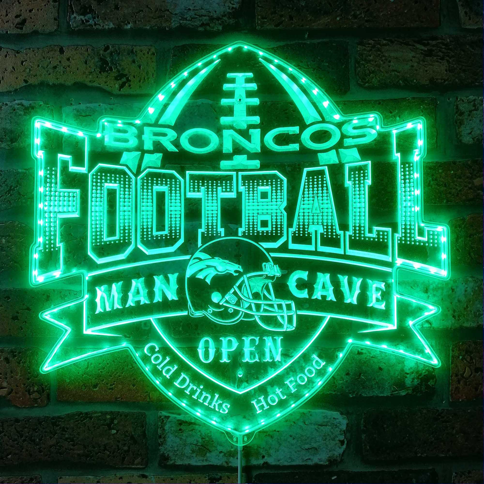 NFL Denver Broncos Football Neon LED Sign with Dynamic RGB Colors - Image 7