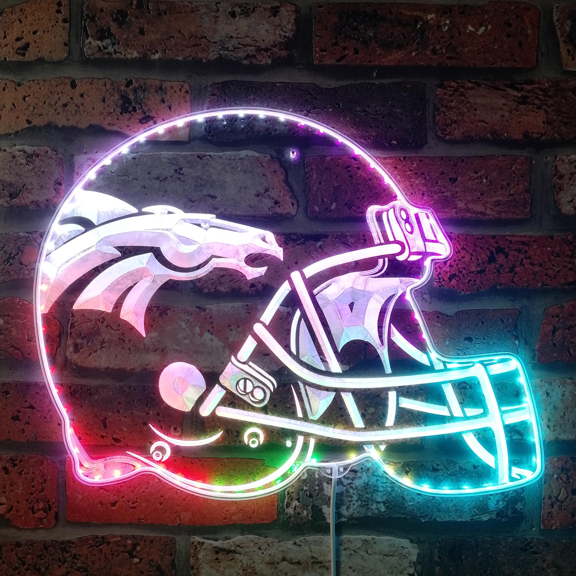 NFL Denver Broncos Football Neon LED Sign with Dynamic RGB Colors