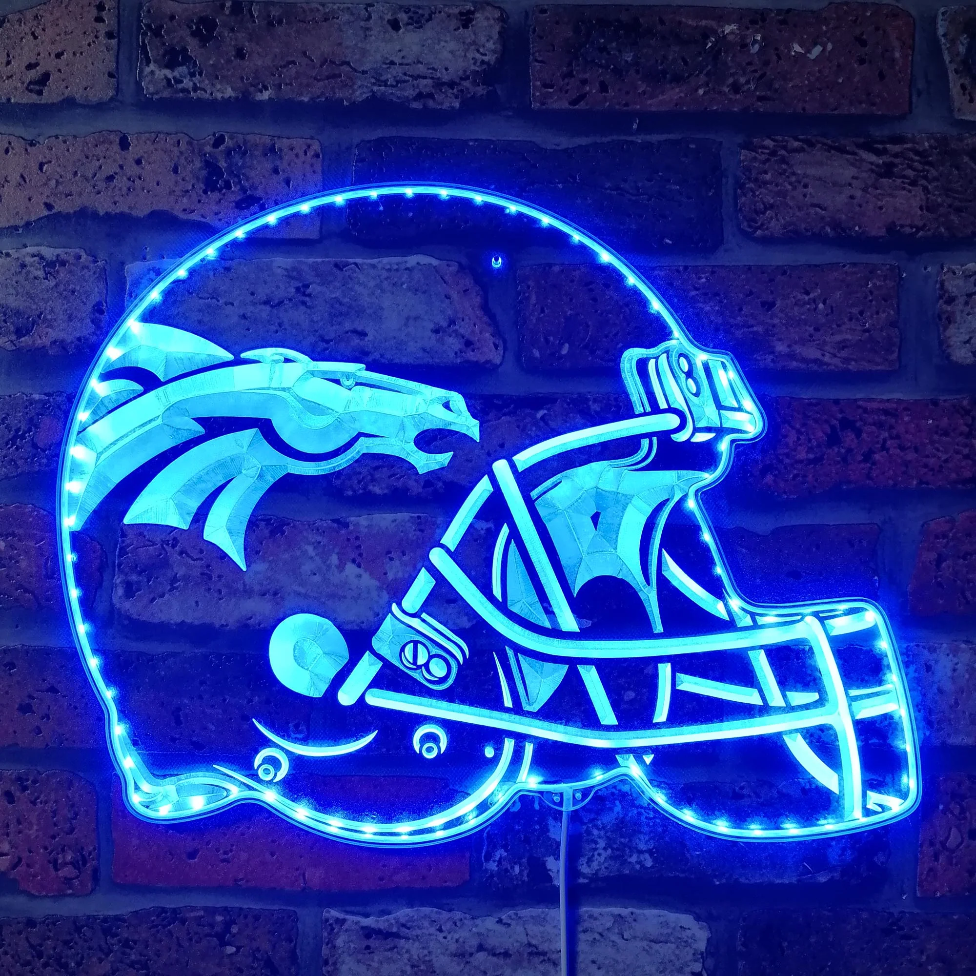 NFL Denver Broncos Football Neon LED Sign with Dynamic RGB Colors - Image 4