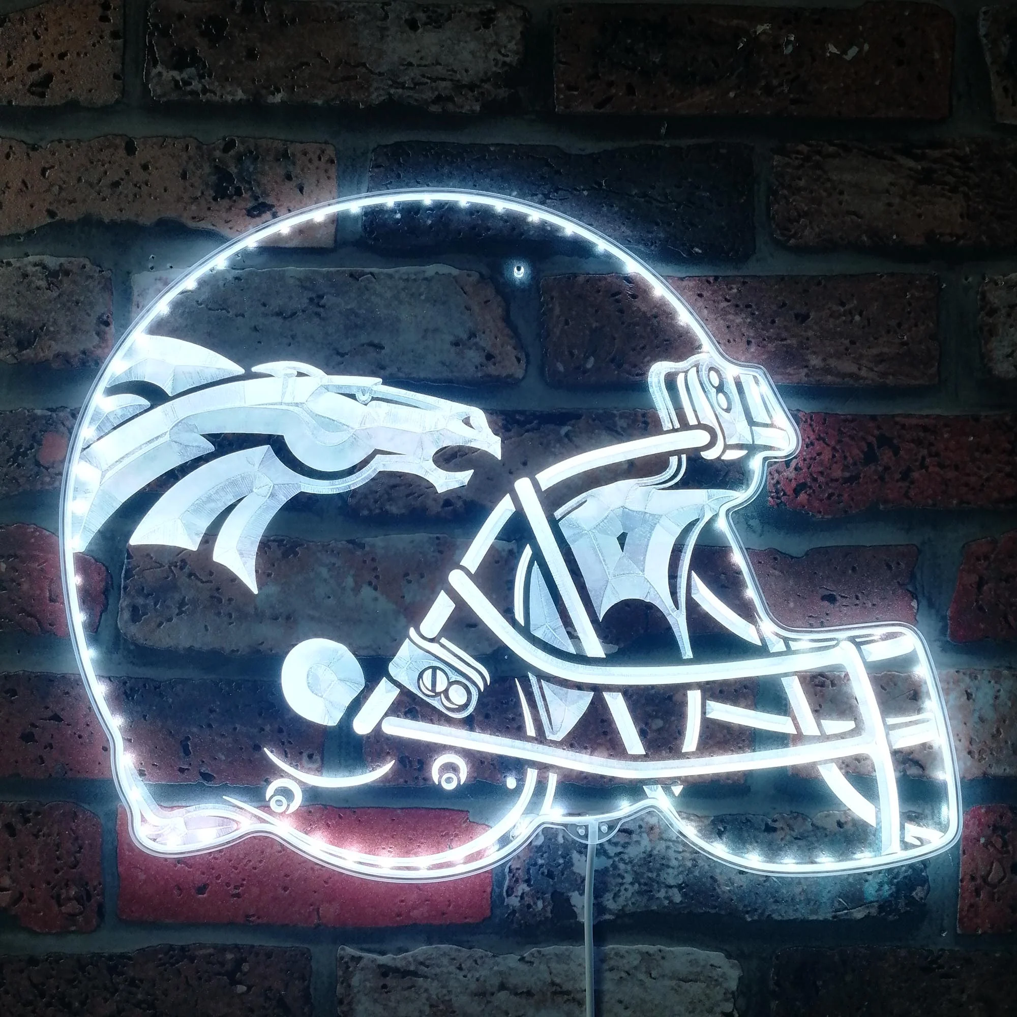 NFL Denver Broncos Football Neon LED Sign with Dynamic RGB Colors - Image 5