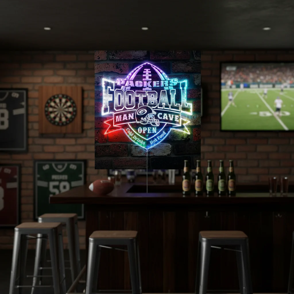 Green Bay Packers Neon LED Sign with Dynamic RGB Colors - Image 9