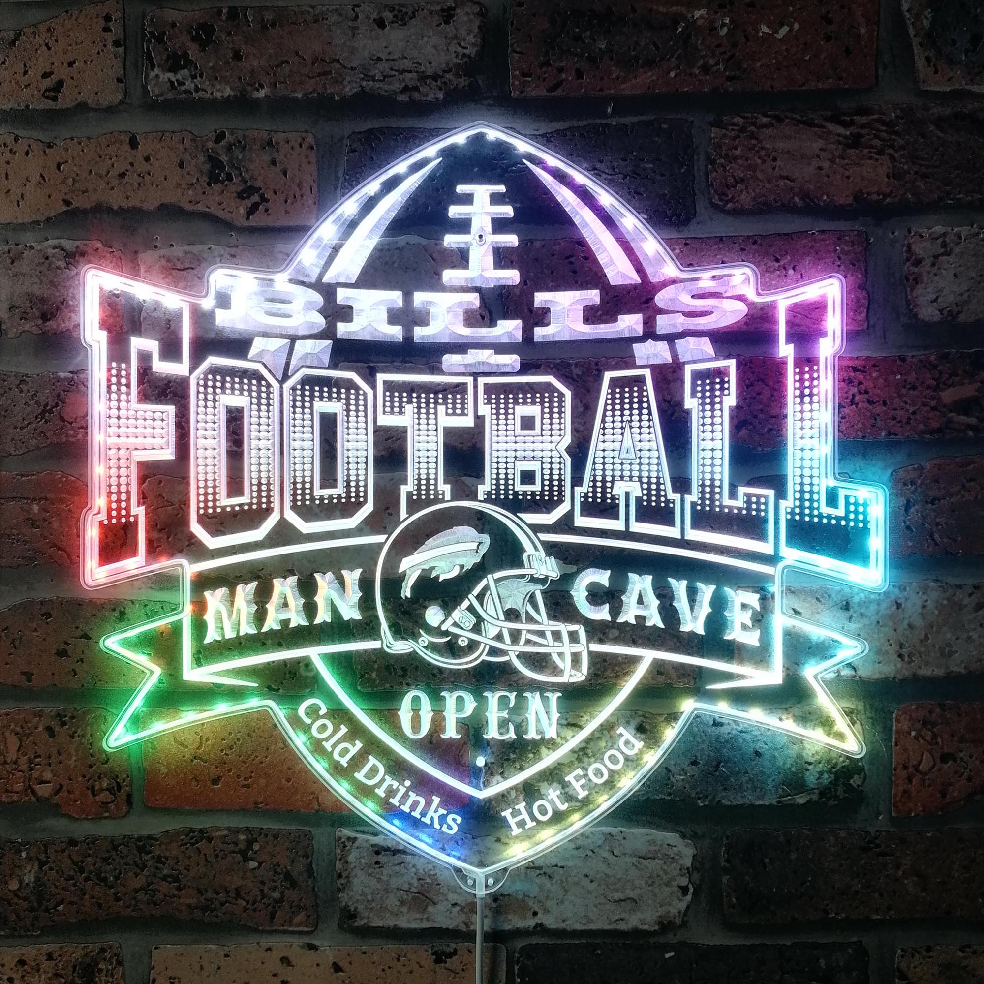 NFL Helmet Buffalo Bills Club Neon LED Sign with Dynamic RGB Colors
