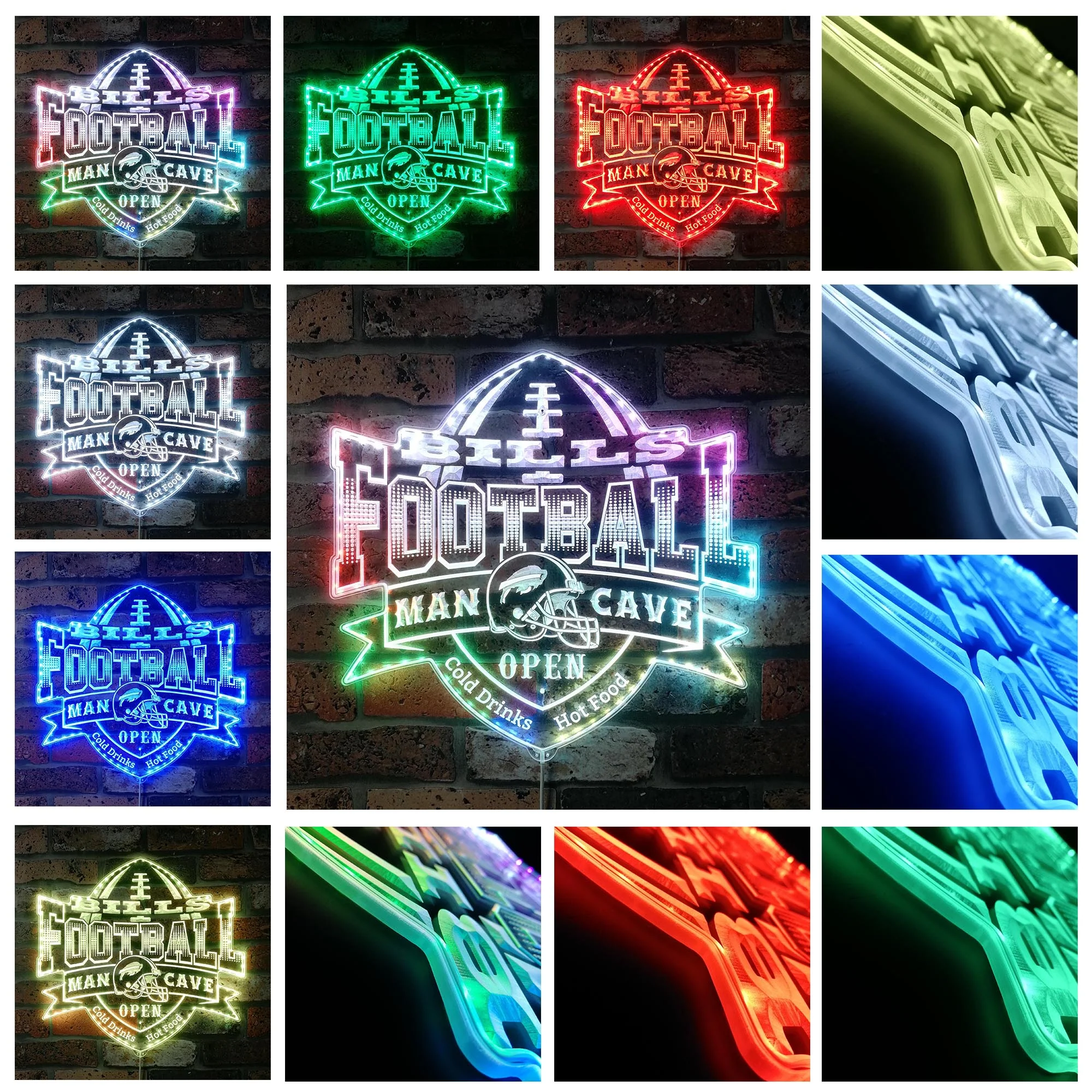 NFL Helmet Buffalo Bills Club Neon LED Sign with Dynamic RGB Colors - Image 2