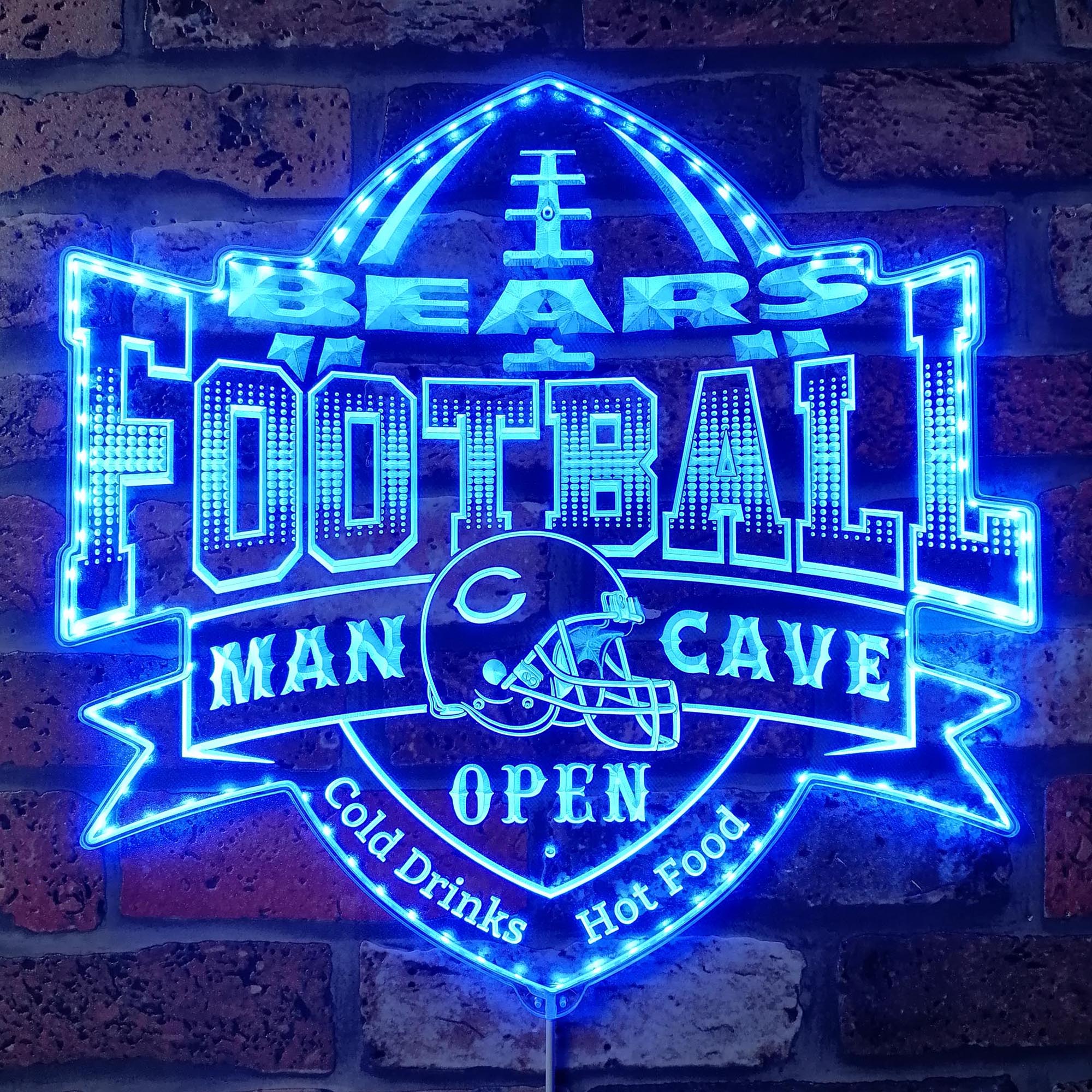 NFL Helmet Chicago Bears Club Neon LED Sign with Dynamic RGB Colors - Image 5