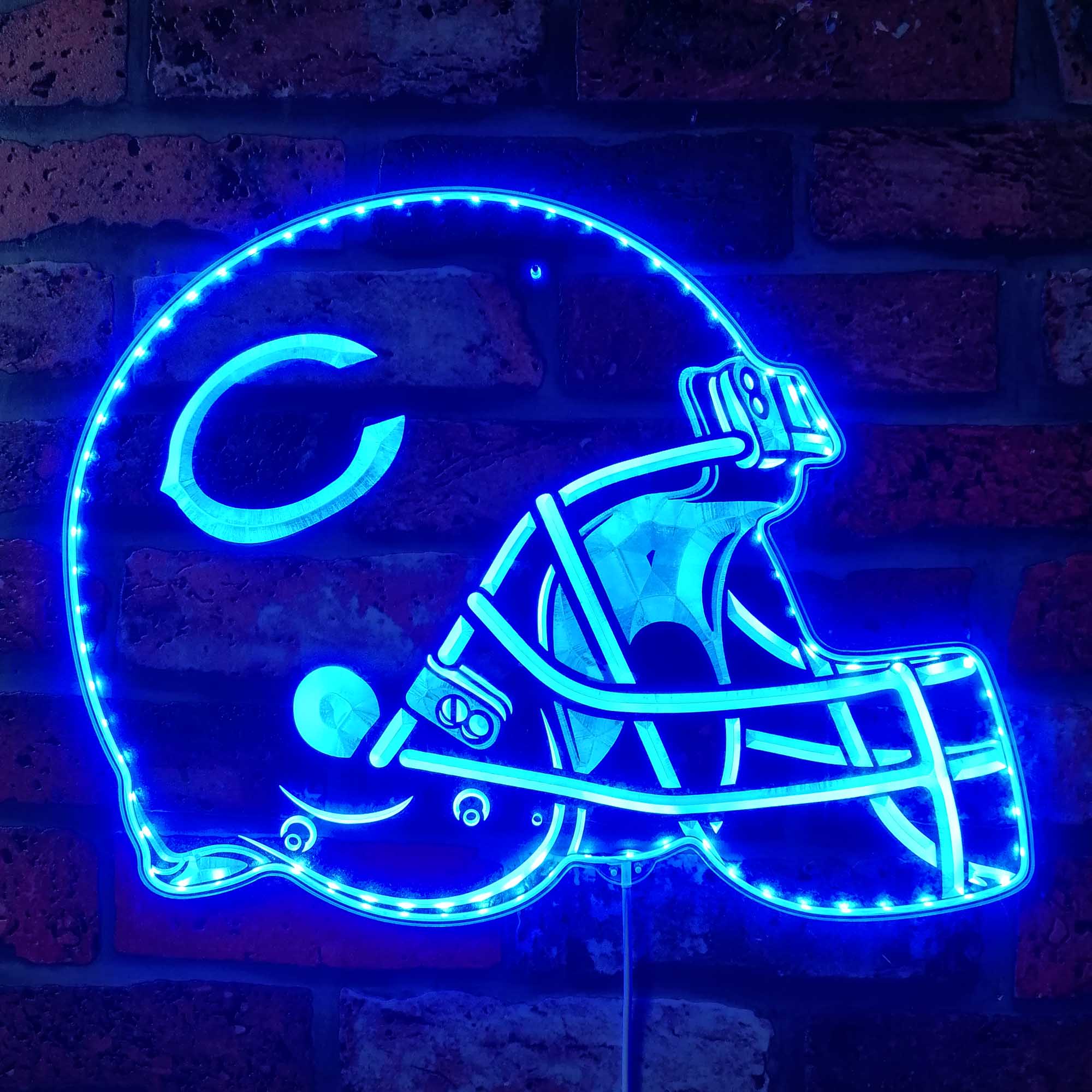 NFL Helmet Chicago Bears Club Neon LED Sign with Dynamic RGB Colors - Image 4