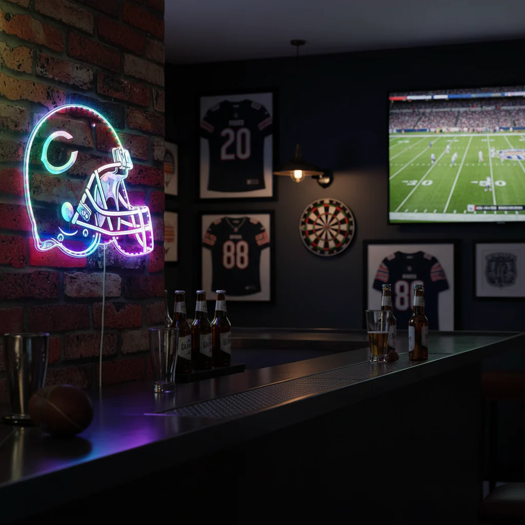 NFL Helmet Chicago Bears Club Neon LED Sign with Dynamic RGB Colors - Image 8