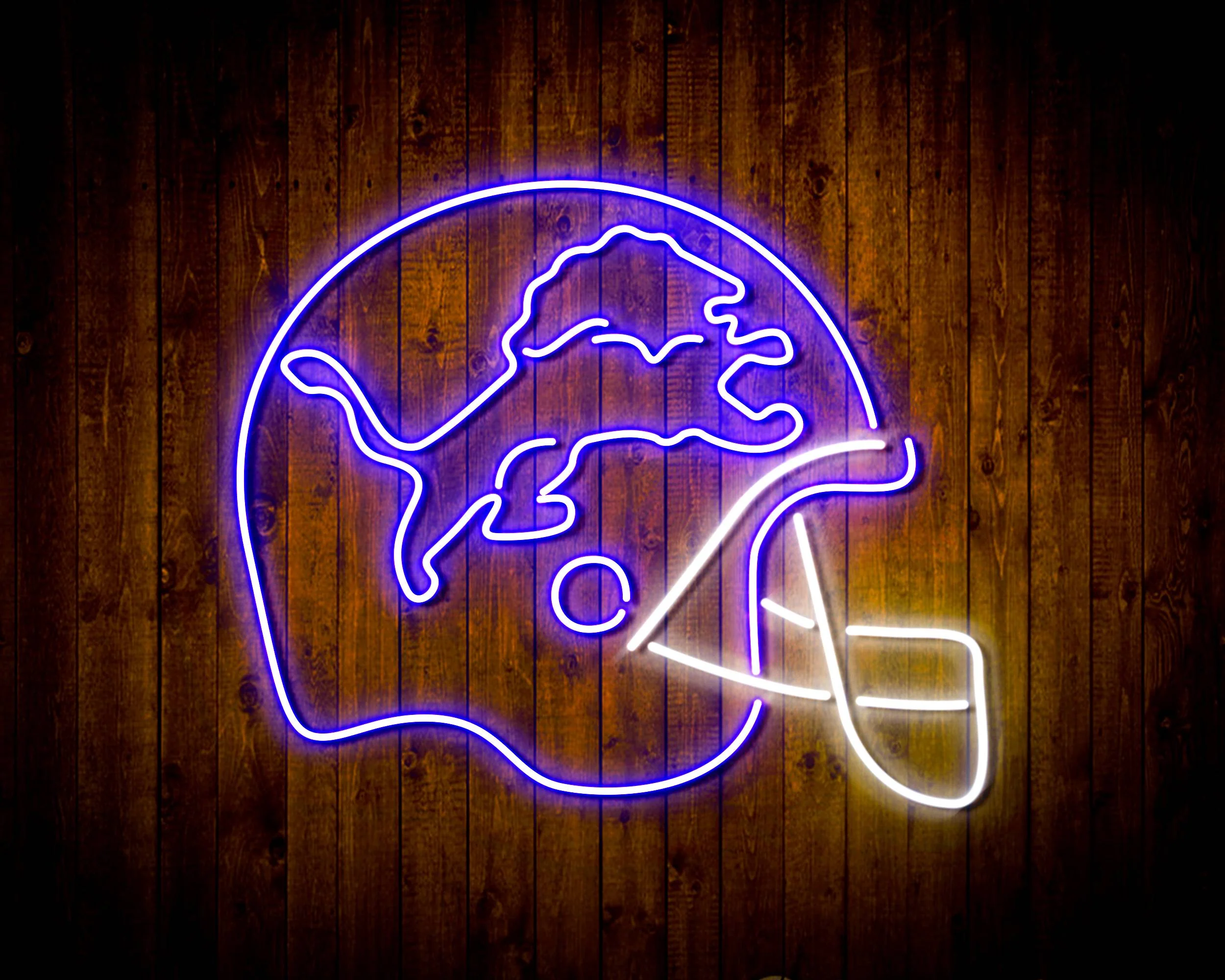 NFL Helmet Detroit Lions Bar Neon Flex LED Sign - Image 3