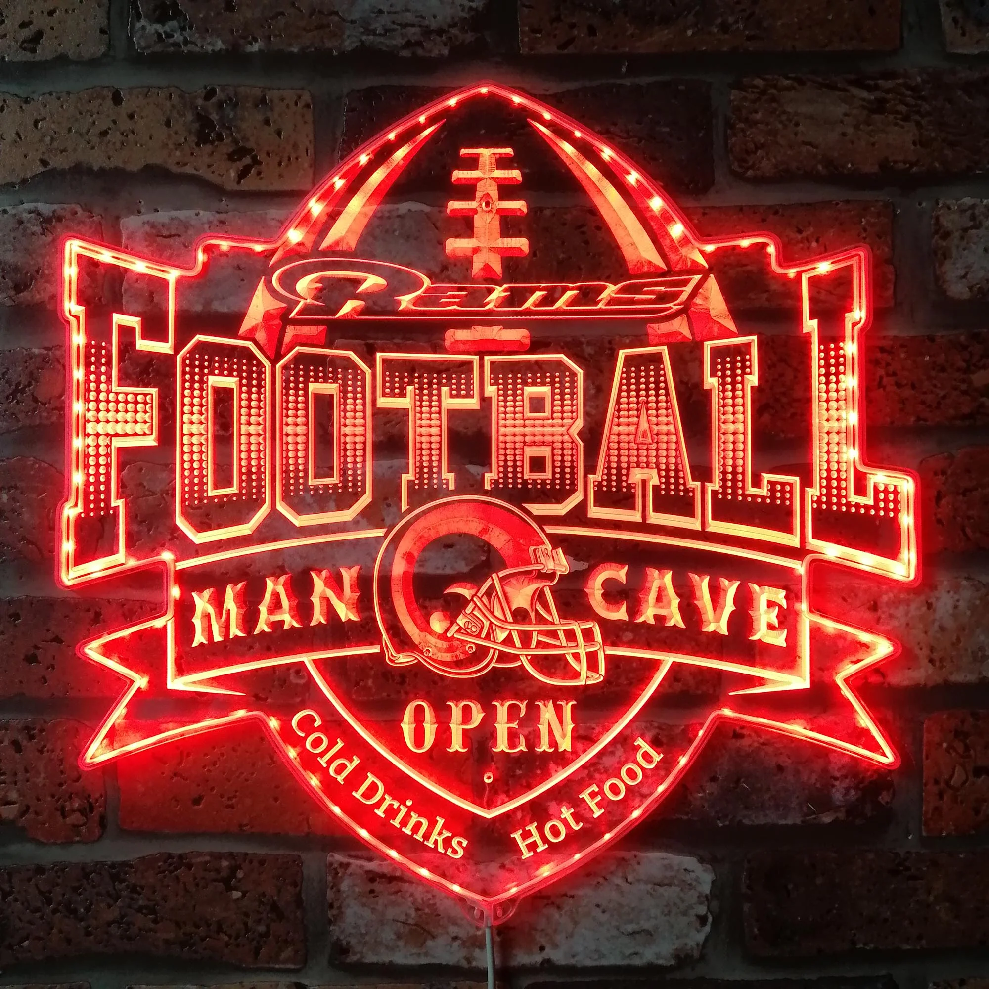 LA Rams Football Neon LED Sign with Dynamic RGB Colors - Image 3