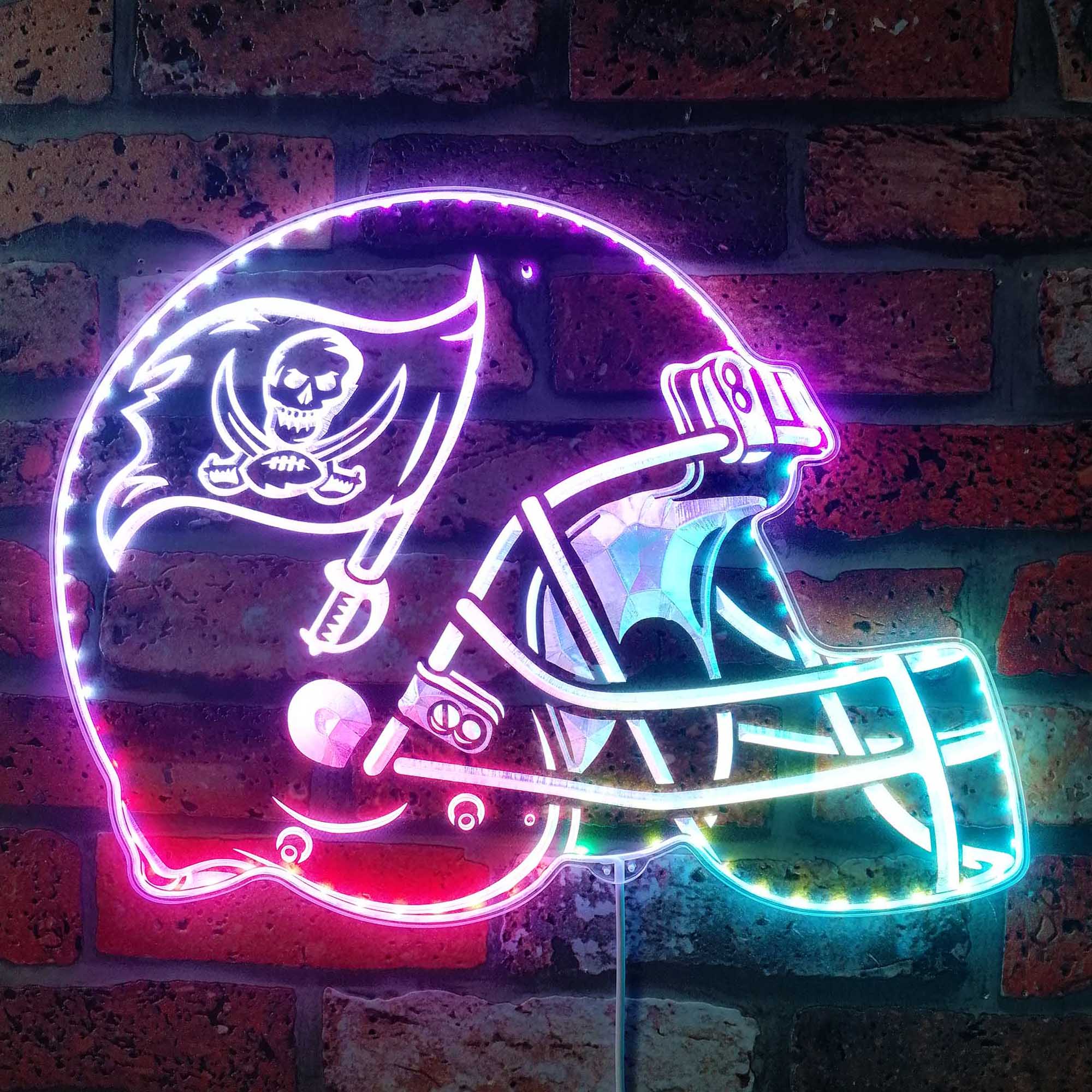 NFL Helmet Tampa Bay Buccaneers Neon LED Sign with Dynamic RGB Colors
