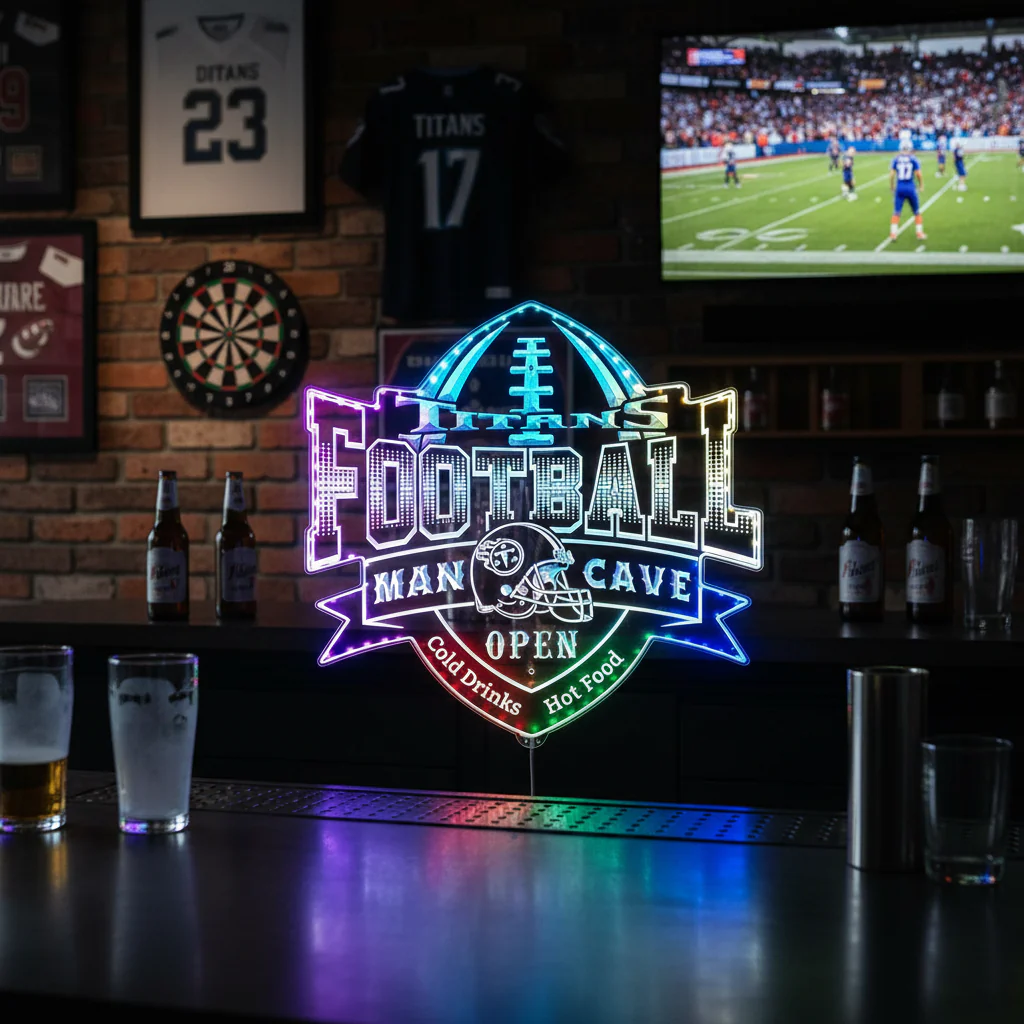 NFL Helmet Tennessee Titans Neon LED Sign with Dynamic RGB Colors - Image 8