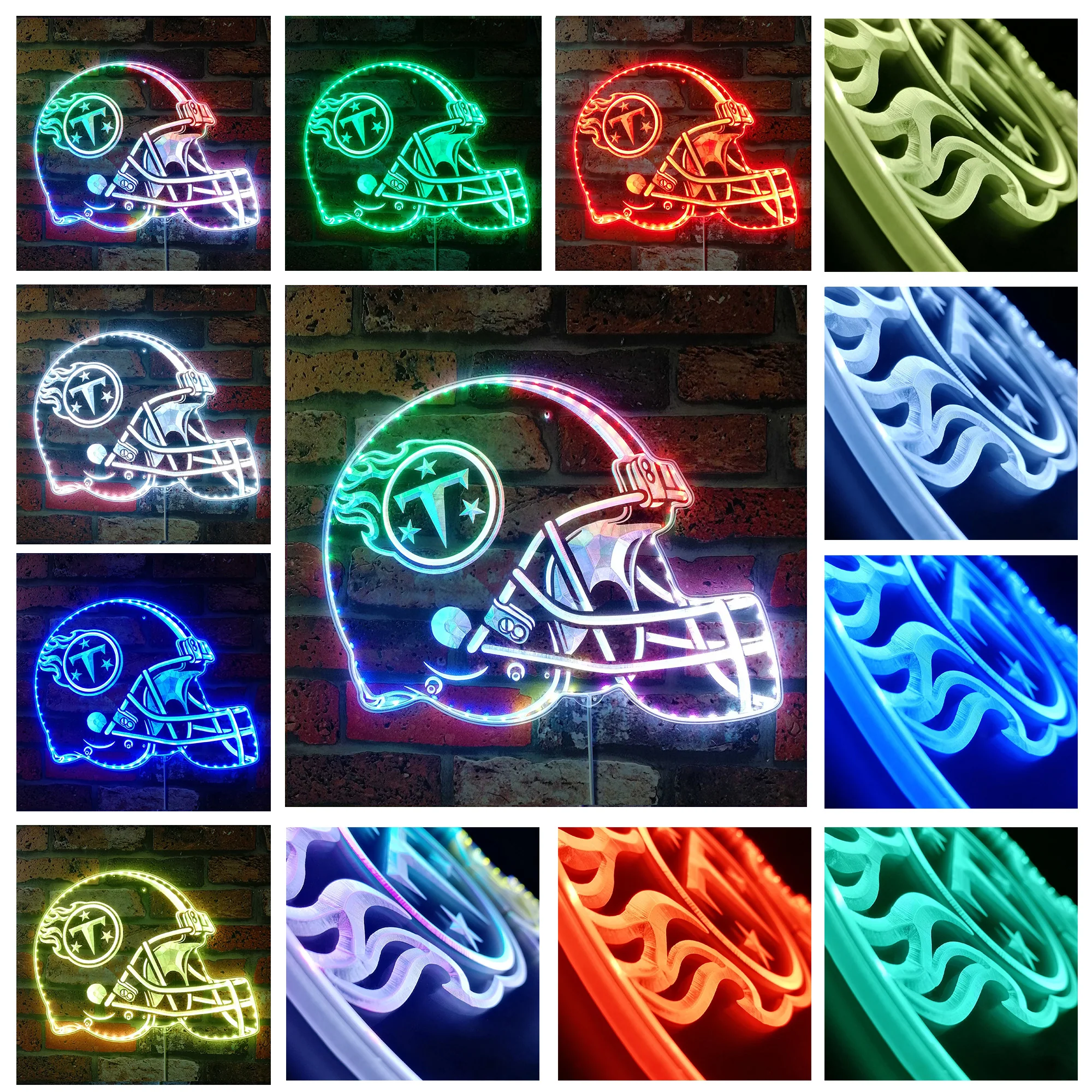 NFL Helmet Tennessee Titans Neon LED Sign with Dynamic RGB Colors - Image 2