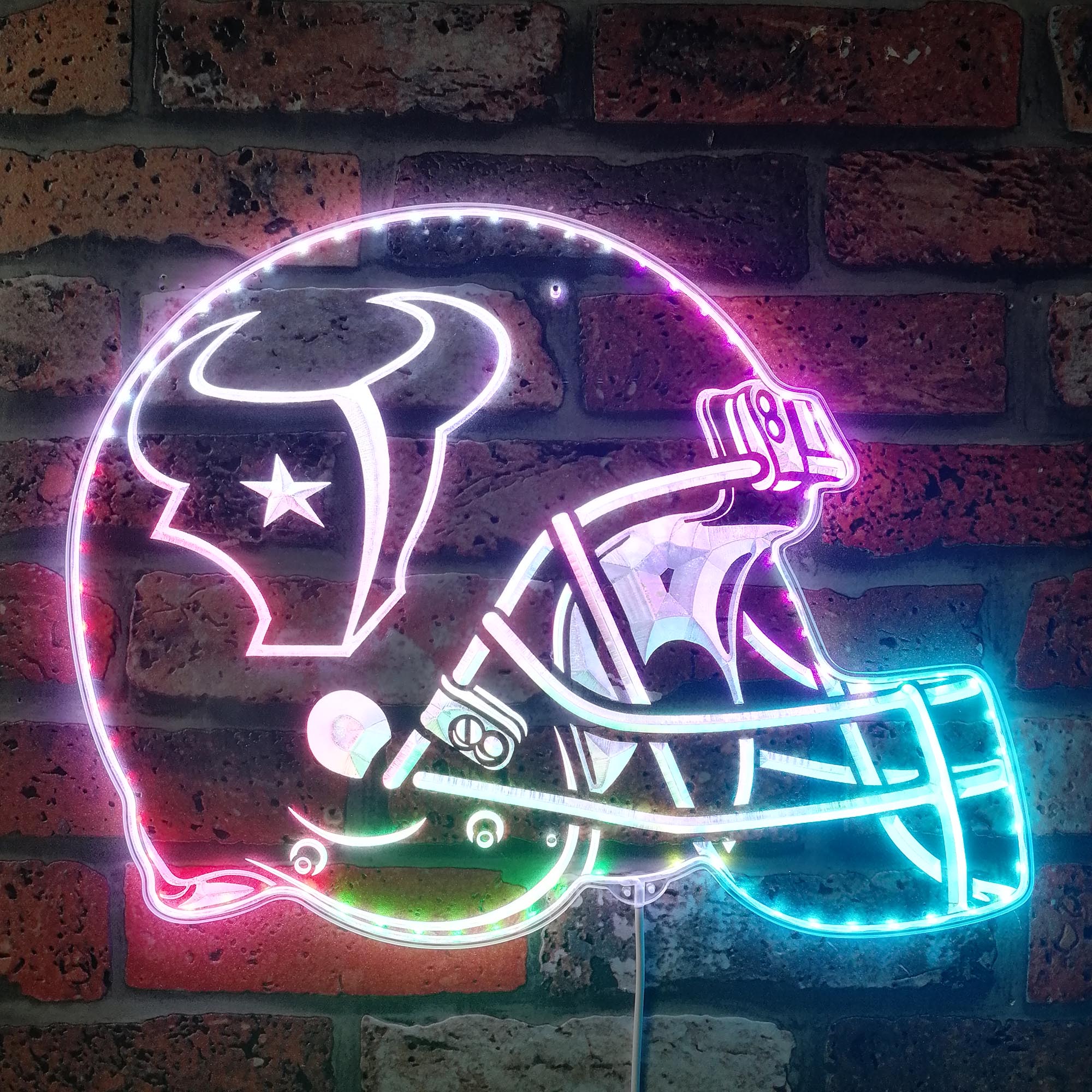 NFL Houston Texans Football Club Neon LED Sign with Dynamic RGB Colors