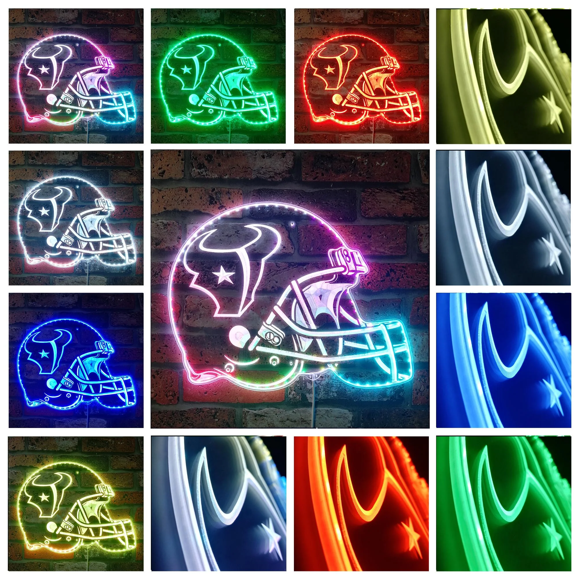 NFL Houston Texans Football Club Neon LED Sign with Dynamic RGB Colors - Image 2