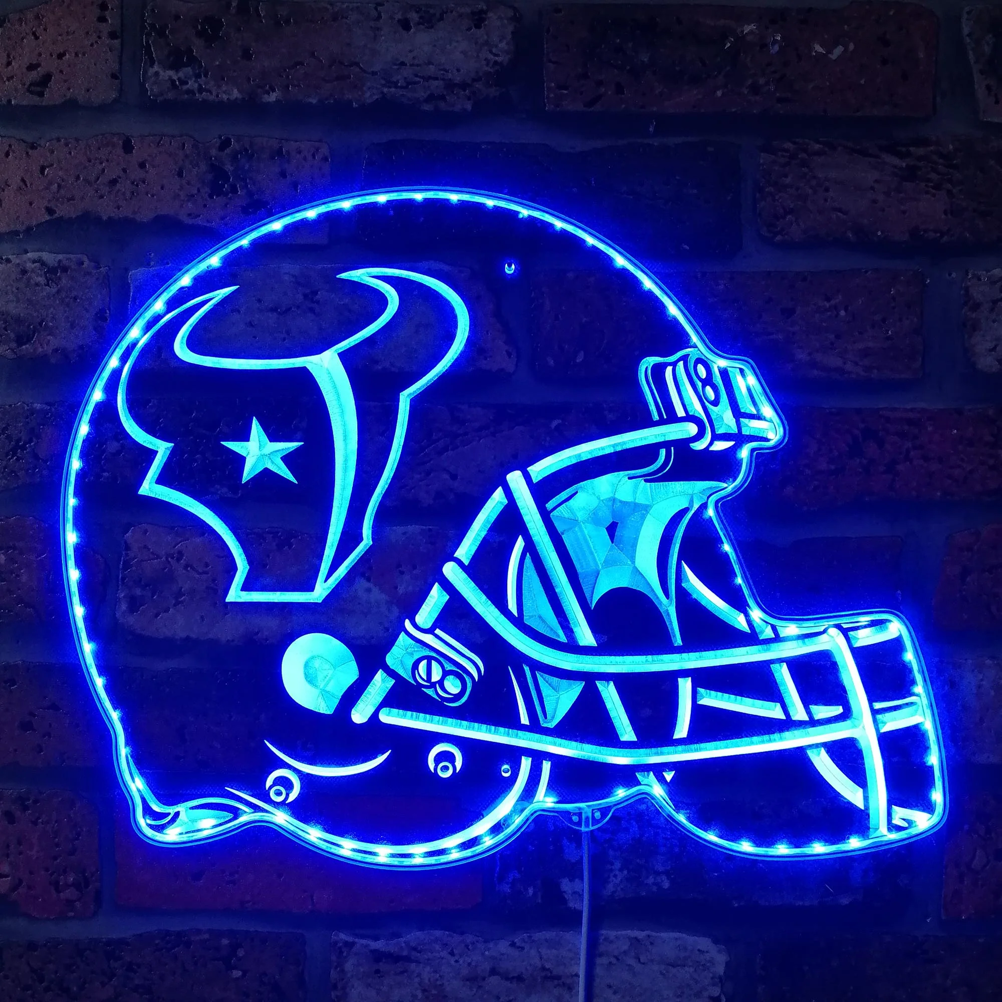 NFL Houston Texans Football Club Neon LED Sign with Dynamic RGB Colors - Image 4
