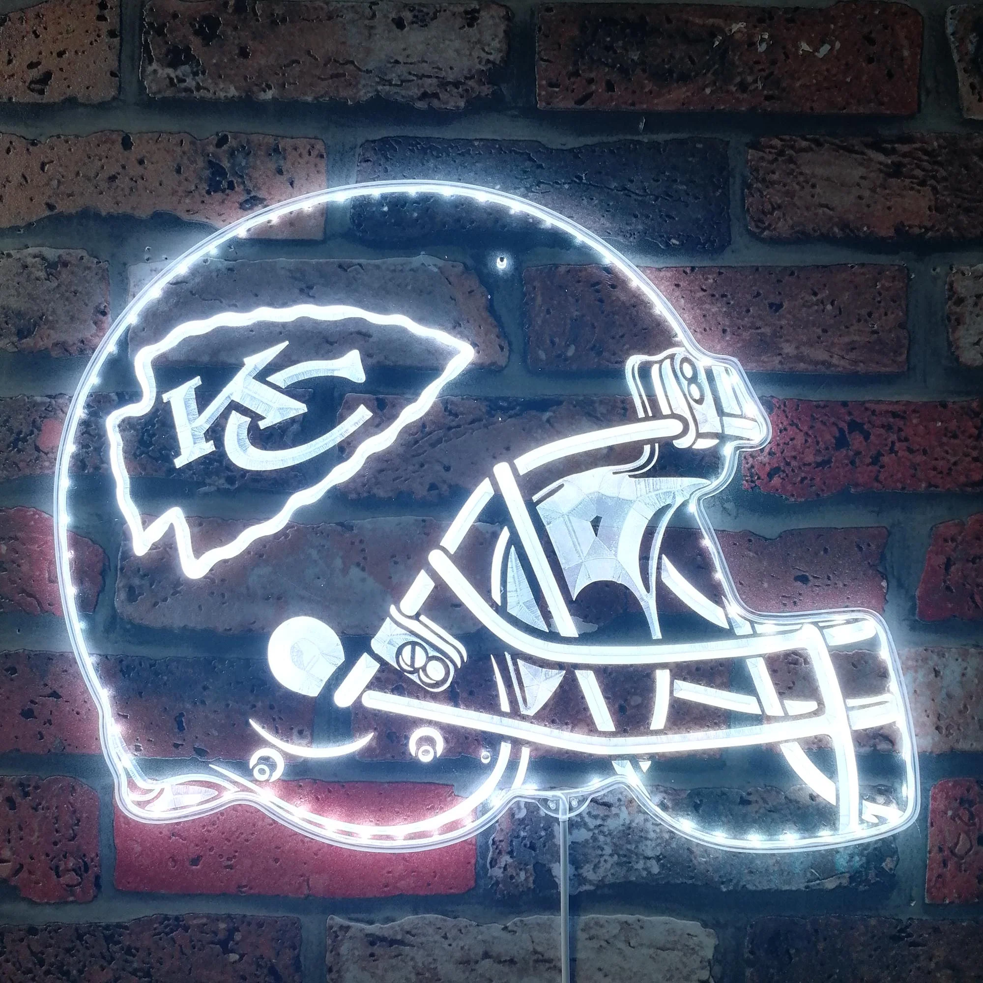 NFL Kansas City Chiefs Football Neon LED Sign with Dynamic RGB Colors - Image 5