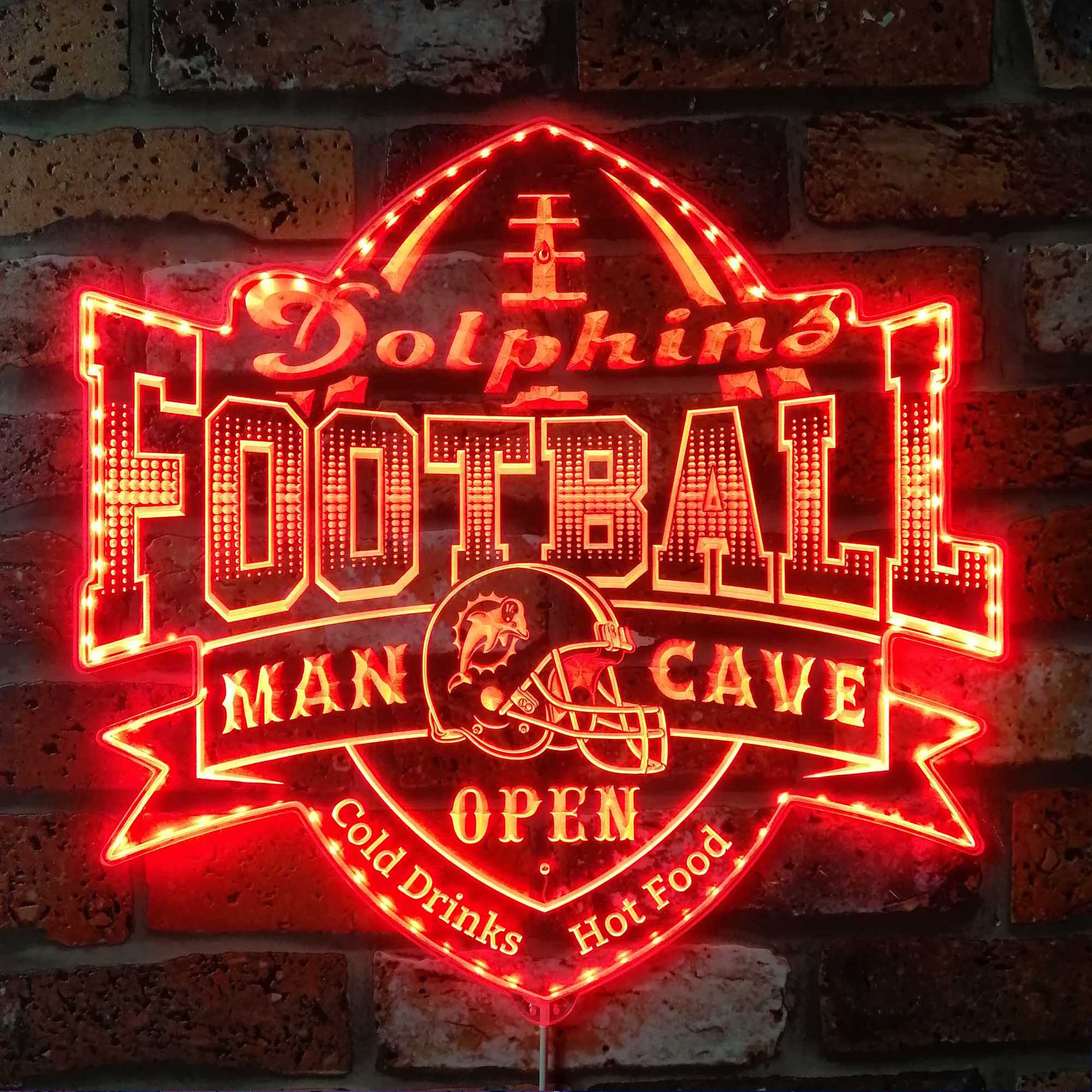 NFL Miami Dolphins Football Sport Neon LED Sign with Dynamic RGB Colors - Image 3