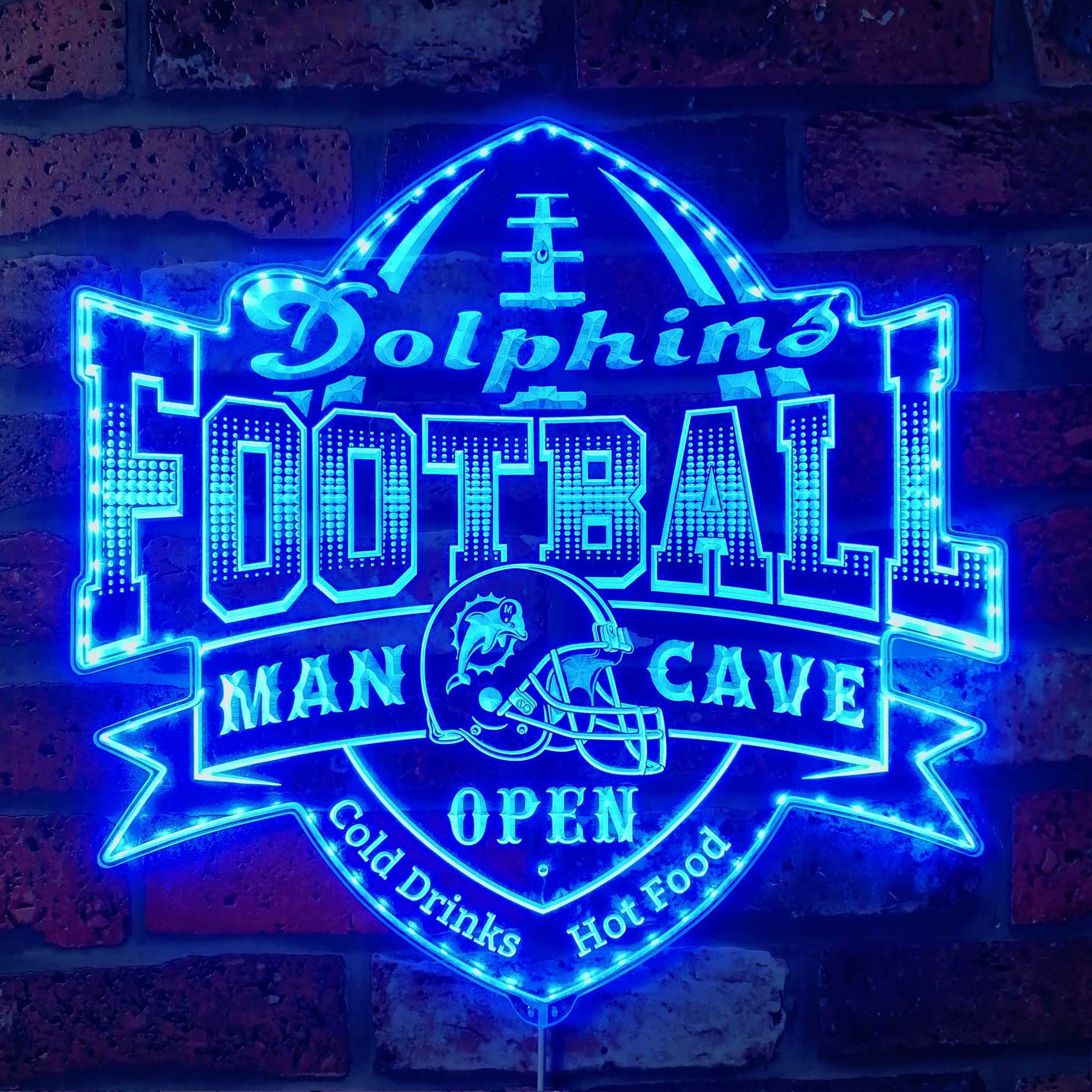 NFL Miami Dolphins Football Sport Neon LED Sign with Dynamic RGB Colors - Image 4