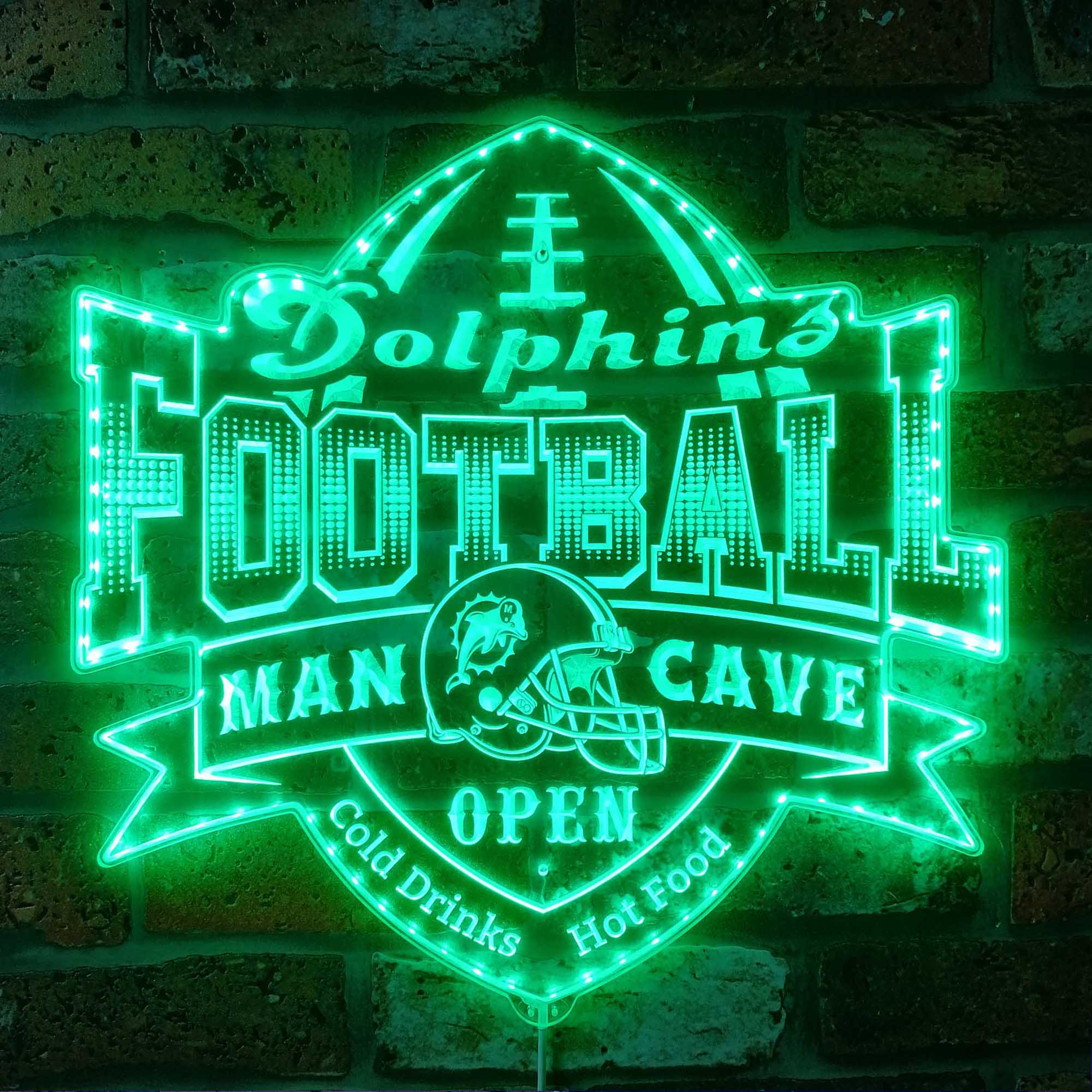NFL Miami Dolphins Football Sport Neon LED Sign with Dynamic RGB Colors - Image 6