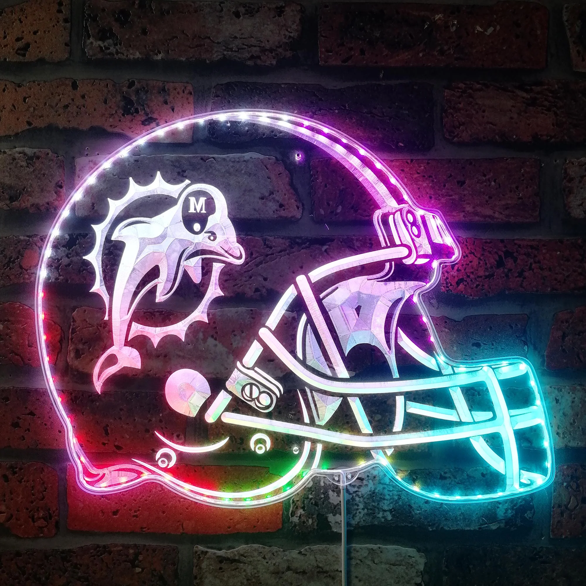 NFL Miami Dolphins Football Sport Neon LED Sign with Dynamic RGB Colors