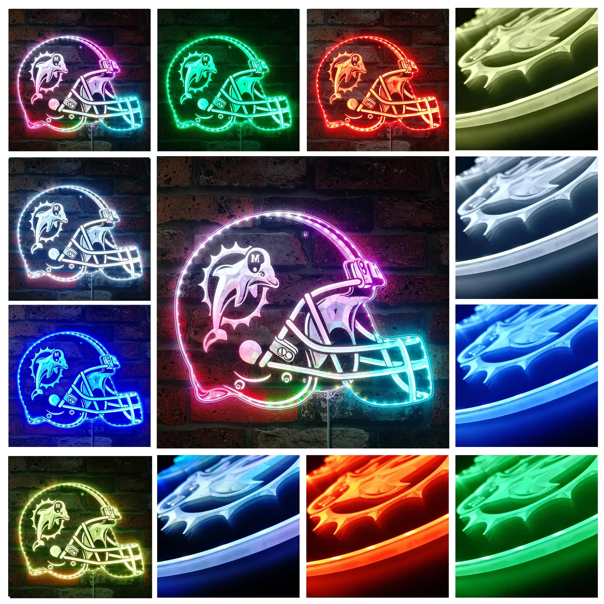 NFL Miami Dolphins Football Sport Neon LED Sign with Dynamic RGB Colors - Image 2