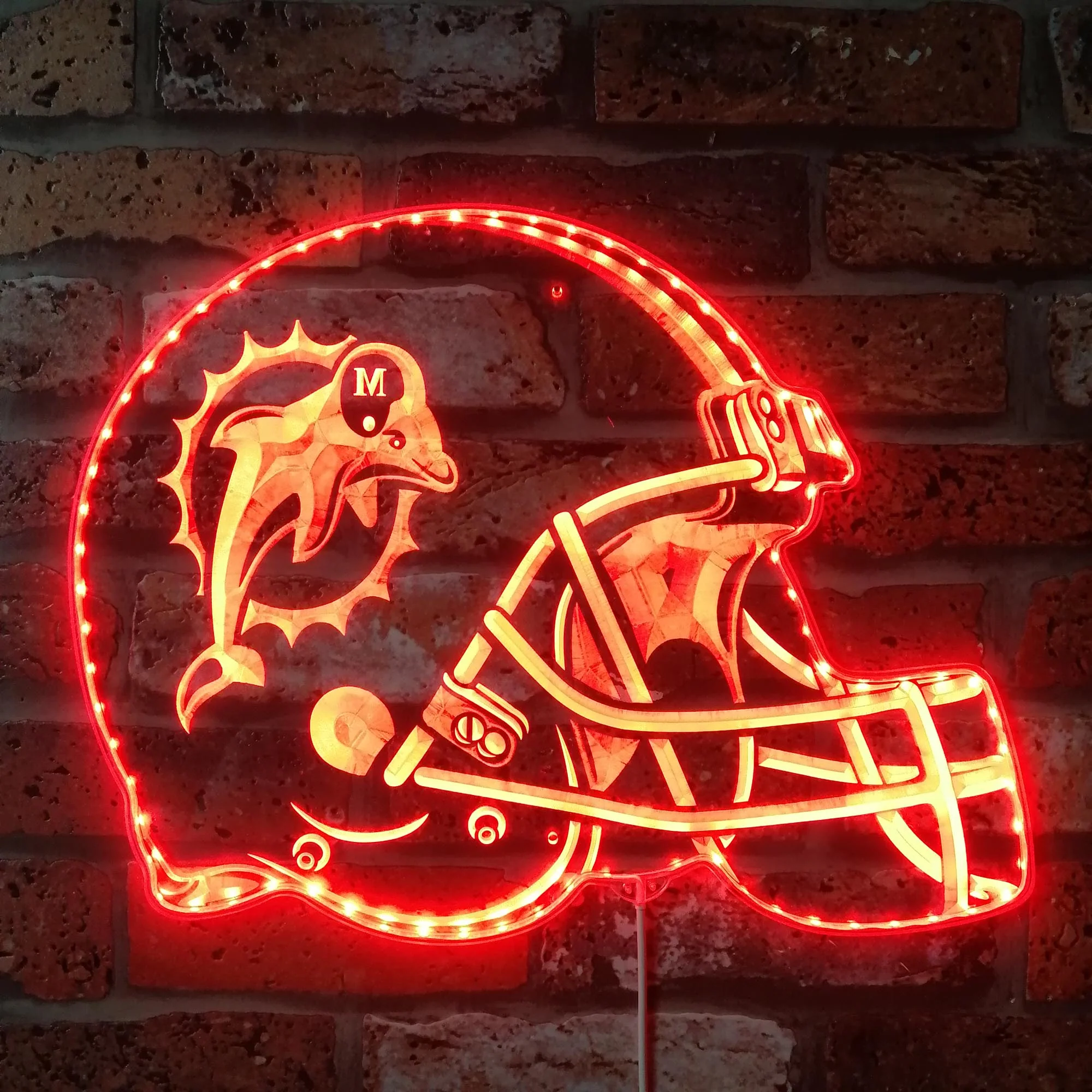 NFL Miami Dolphins Football Sport Neon LED Sign with Dynamic RGB Colors - Image 3