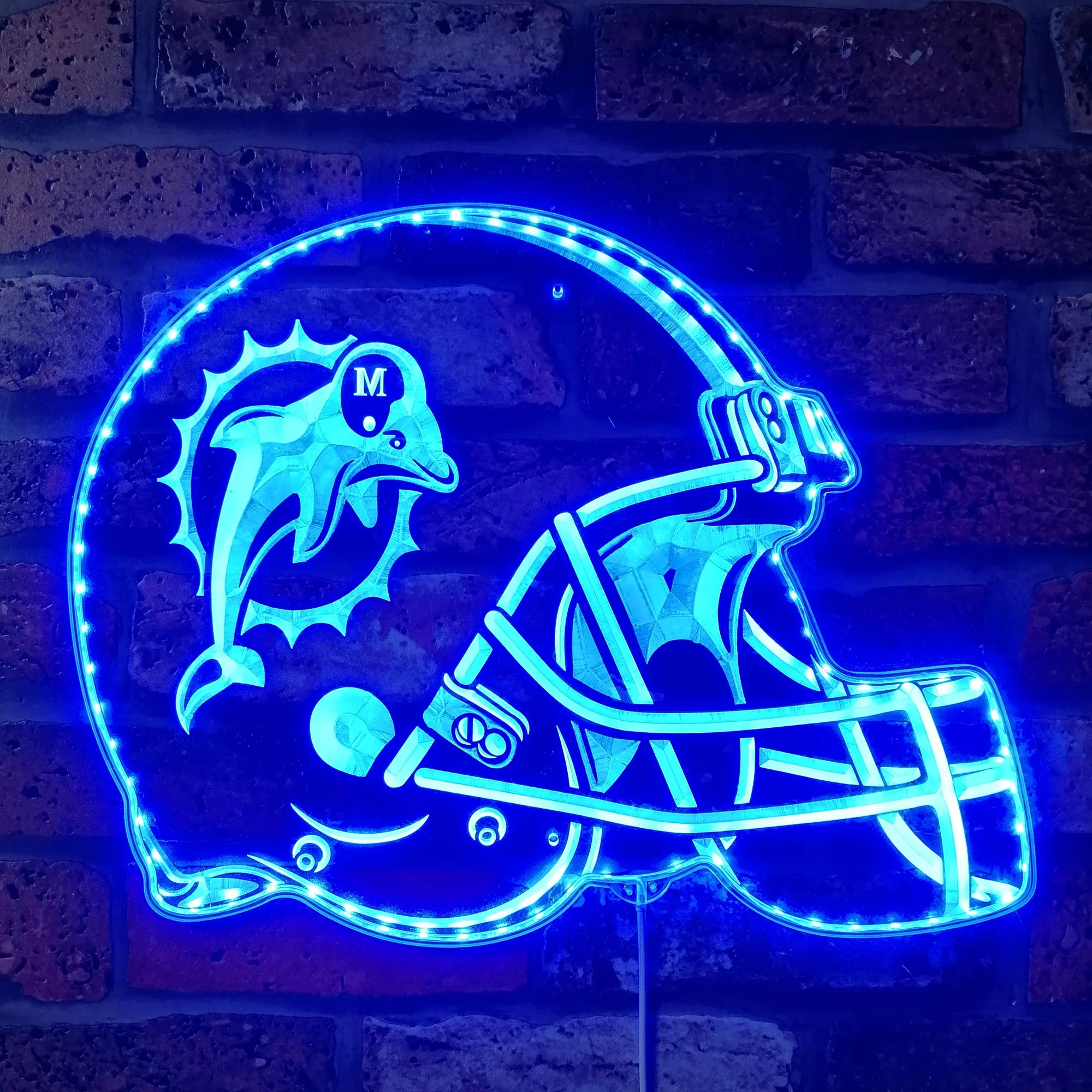 NFL Miami Dolphins Football Sport Neon LED Sign with Dynamic RGB Colors - Image 4