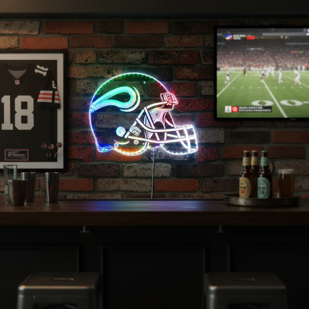 NFL Minnesota Vikings Football Neon LED Sign with Dynamic RGB Colors - Image 8