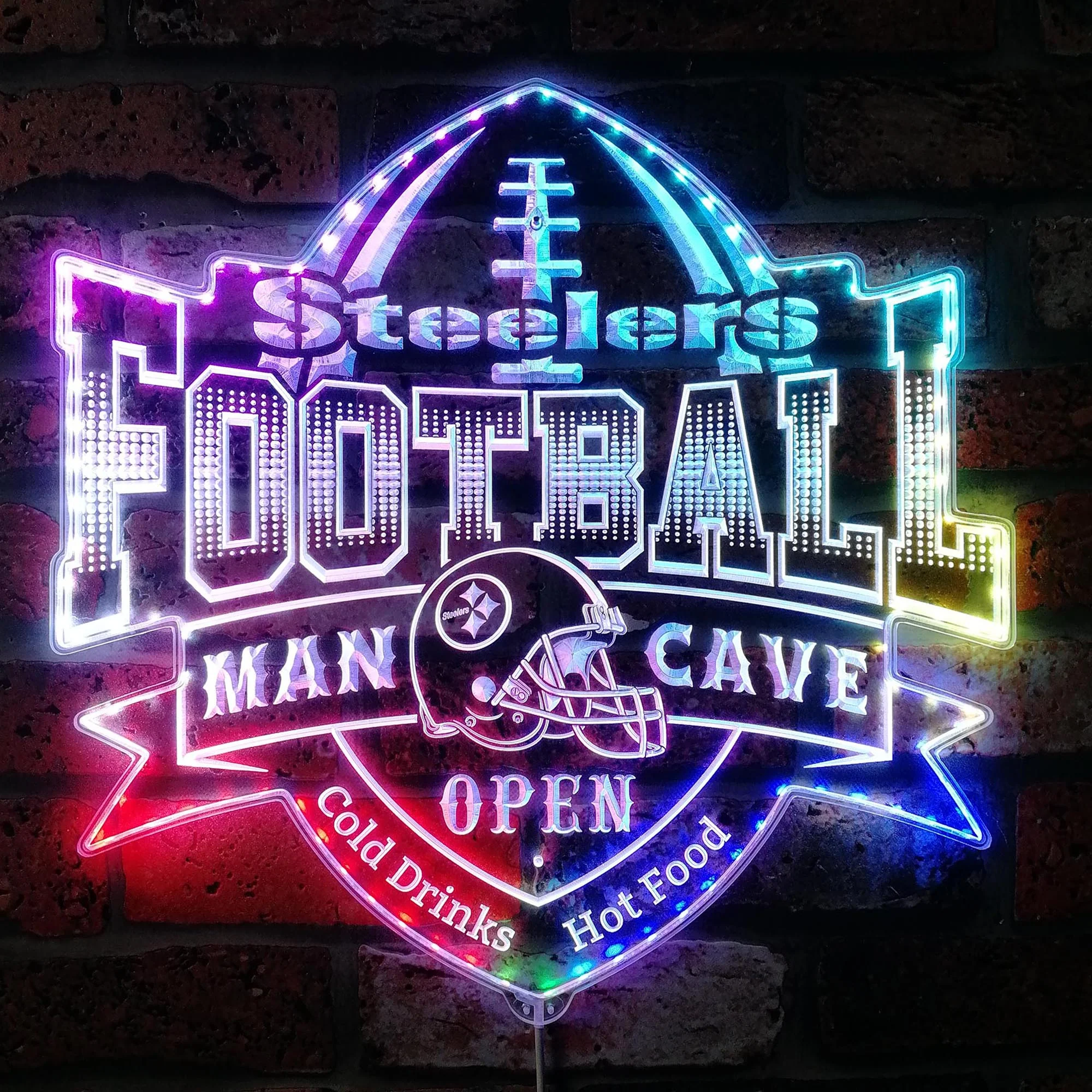NFL Pittsburgh Steelers Football Club Neon LED Sign with Dynamic RGB Colors