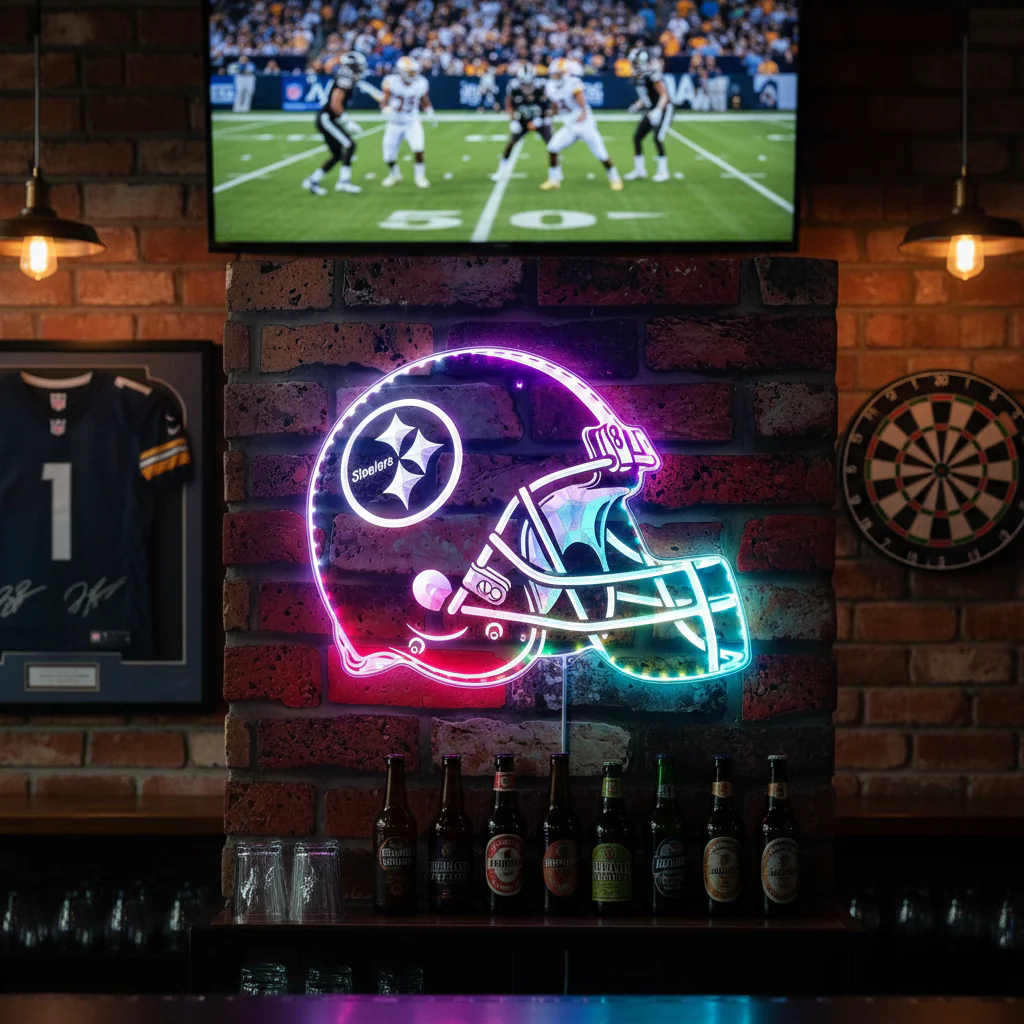 NFL Pittsburgh Steelers Football Club Neon LED Sign with Dynamic RGB Colors - Image 8