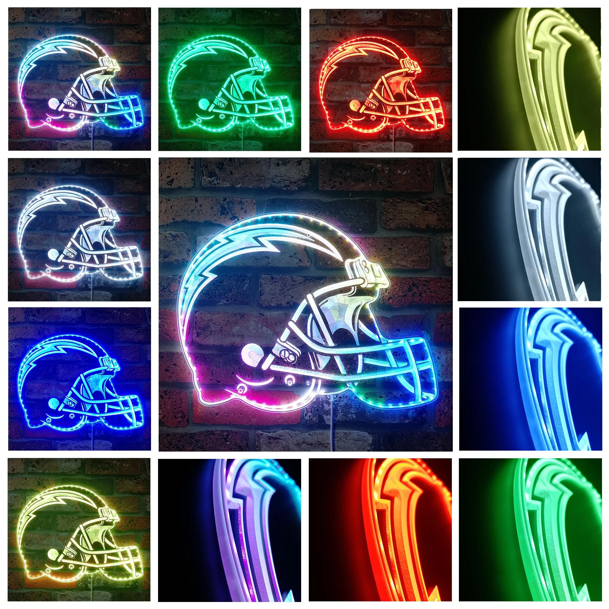 NFL San Diego Chargers Football Neon LED Sign with Dynamic RGB Colors - Image 2