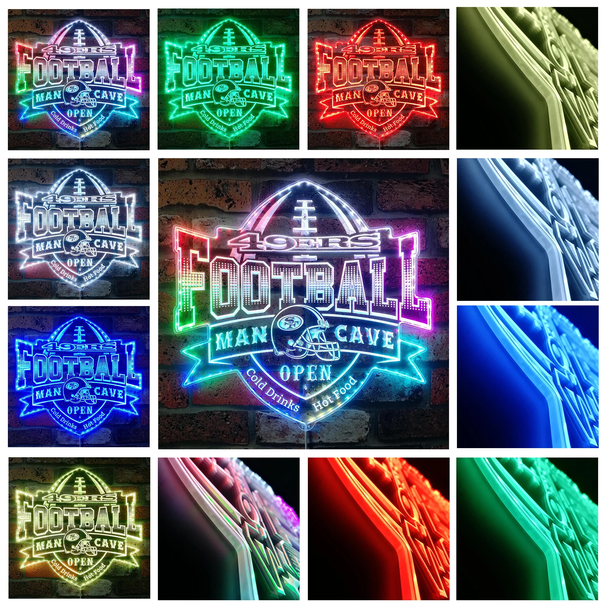 NFL San Francisco 49ers Football Neon LED Sign with Dynamic RGB Colors - Image 2