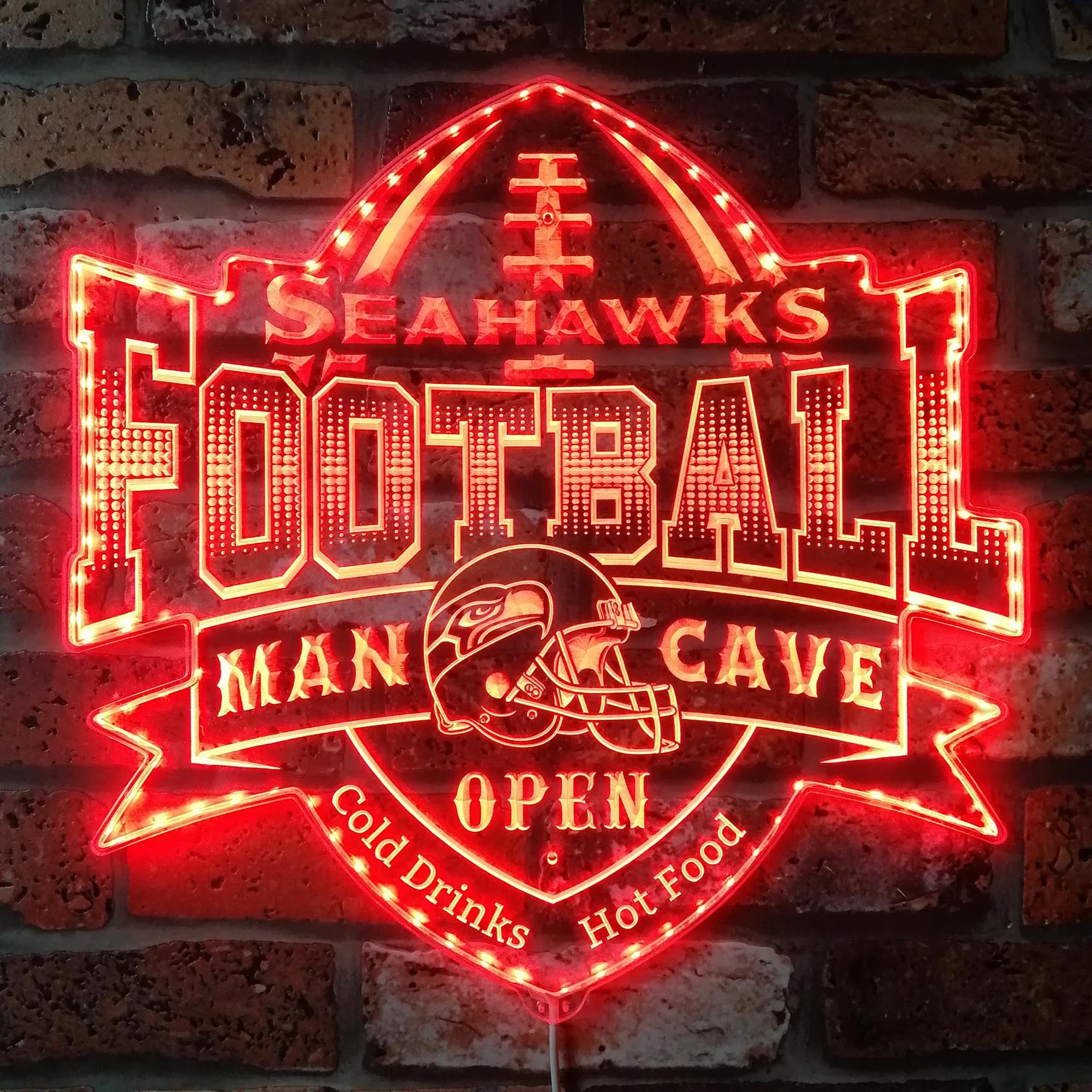 NFL Seattle Seahawks Football Neon LED Sign with Dynamic RGB Colors - Image 3