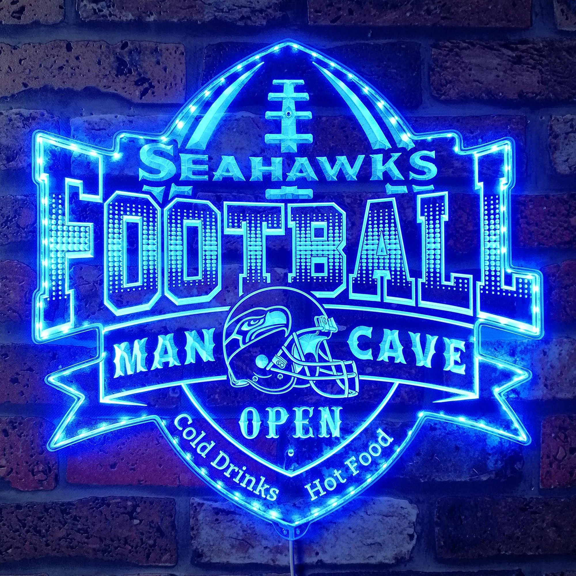 NFL Seattle Seahawks Football Neon LED Sign with Dynamic RGB Colors - Image 4