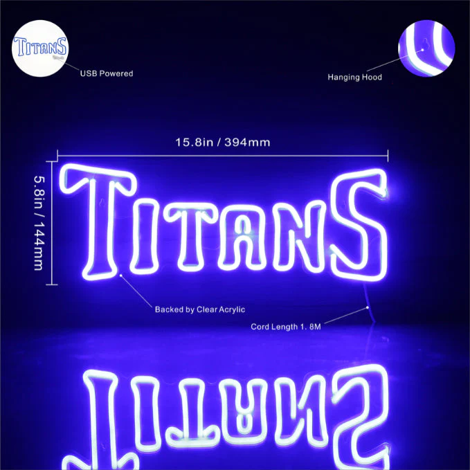 NFL Tennessee TITANS Handmade Neon Flex LED Sign - Image 2