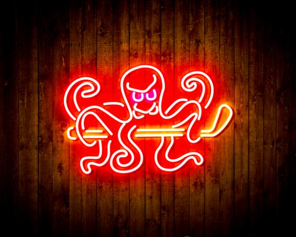 Detroit Red Wings Octopus Handmade Neon Flex LED Sign - Image 6