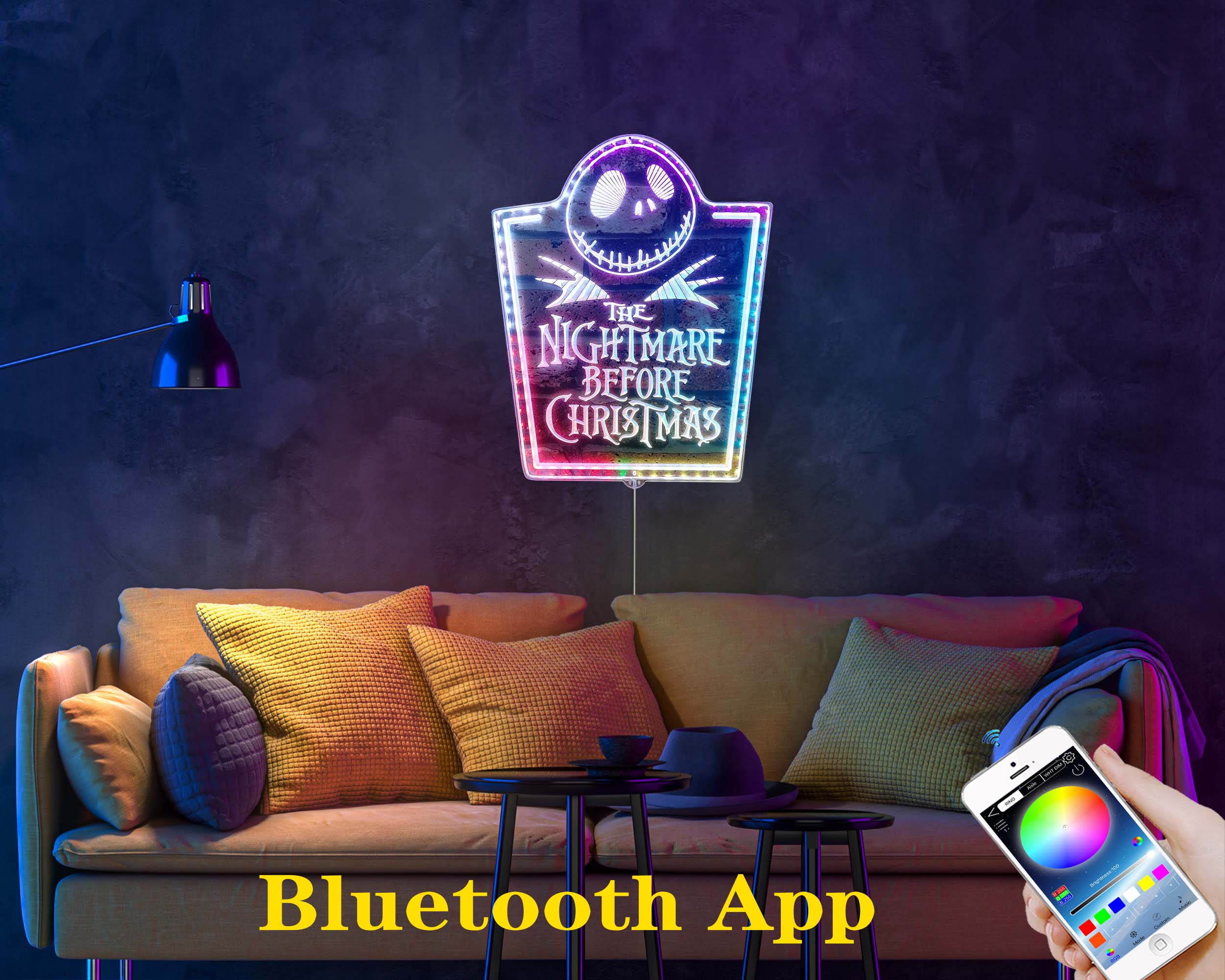 Nightmare before Christmas Neon LED Sign with Dynamic RGB Colors - Image 7