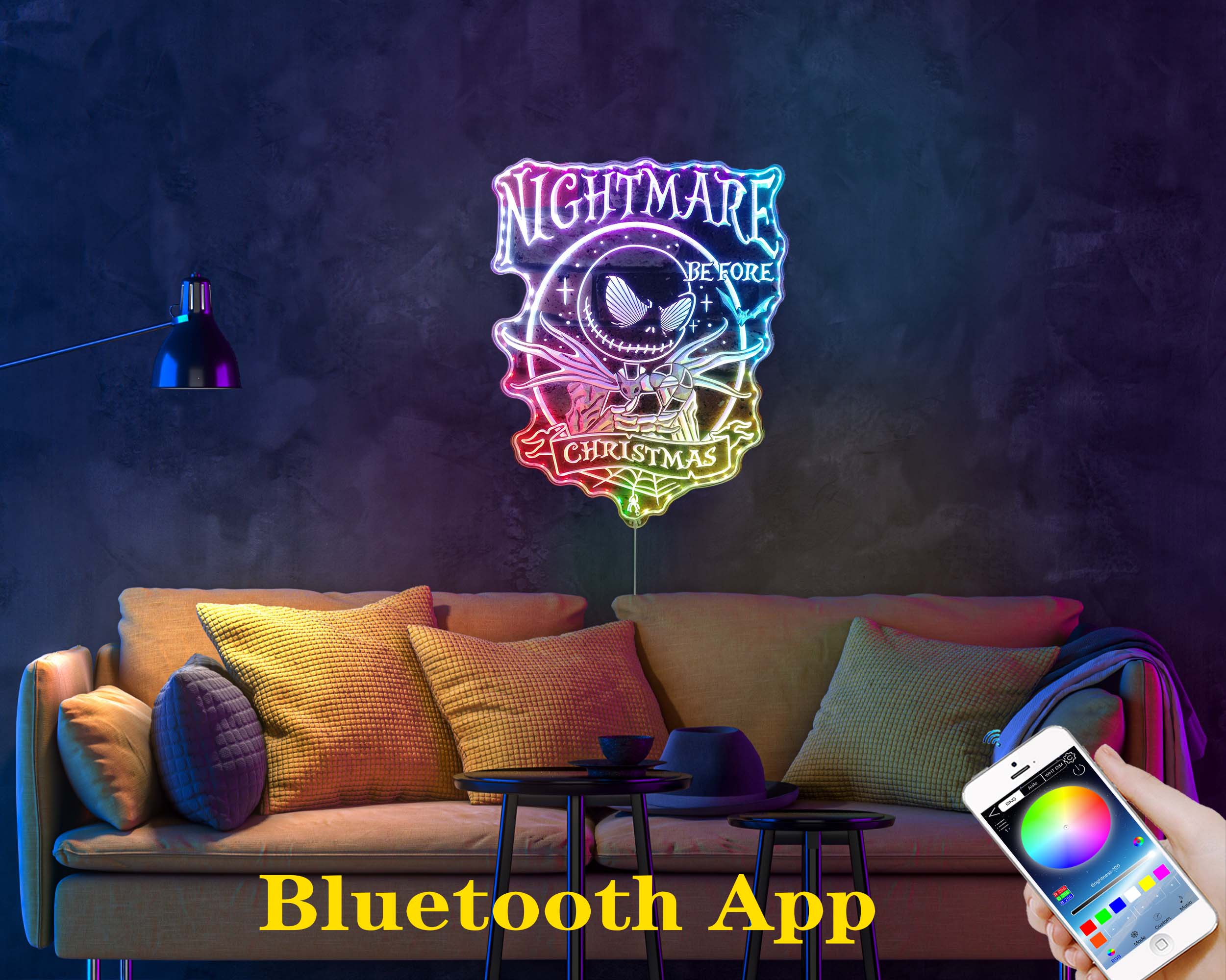 Nightmare before Christmas Neon LED Sign with Dynamic RGB Colors - Image 7