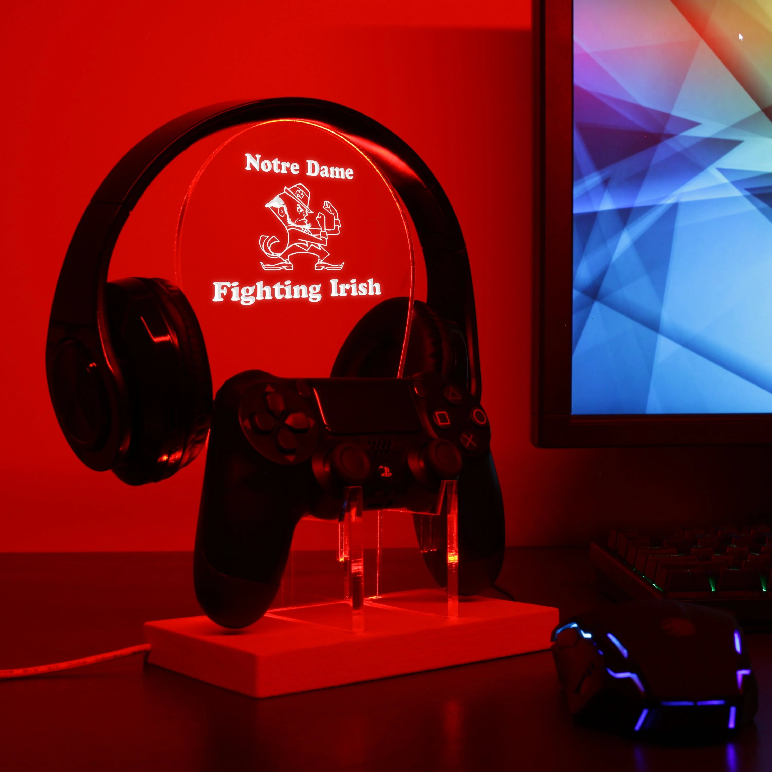 Notre Dame Fighting Irish Football LED Gaming Headset Controller Stand