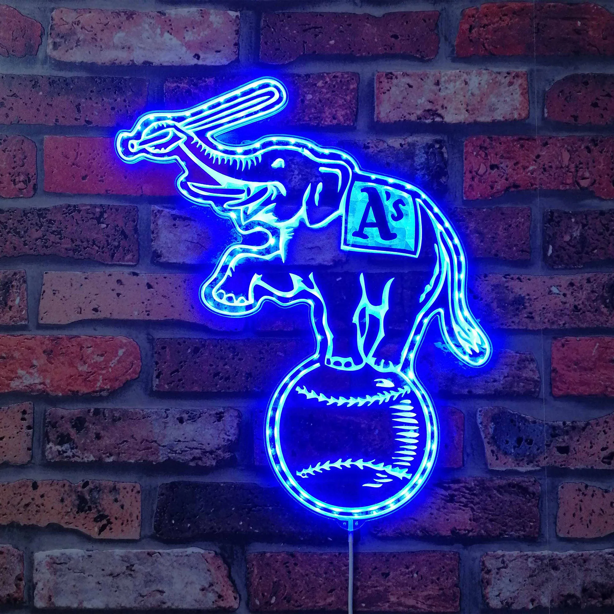 Oakland Athletics Alternate Logo Neon LED Sign with Dynamic RGB Colors - Image 4