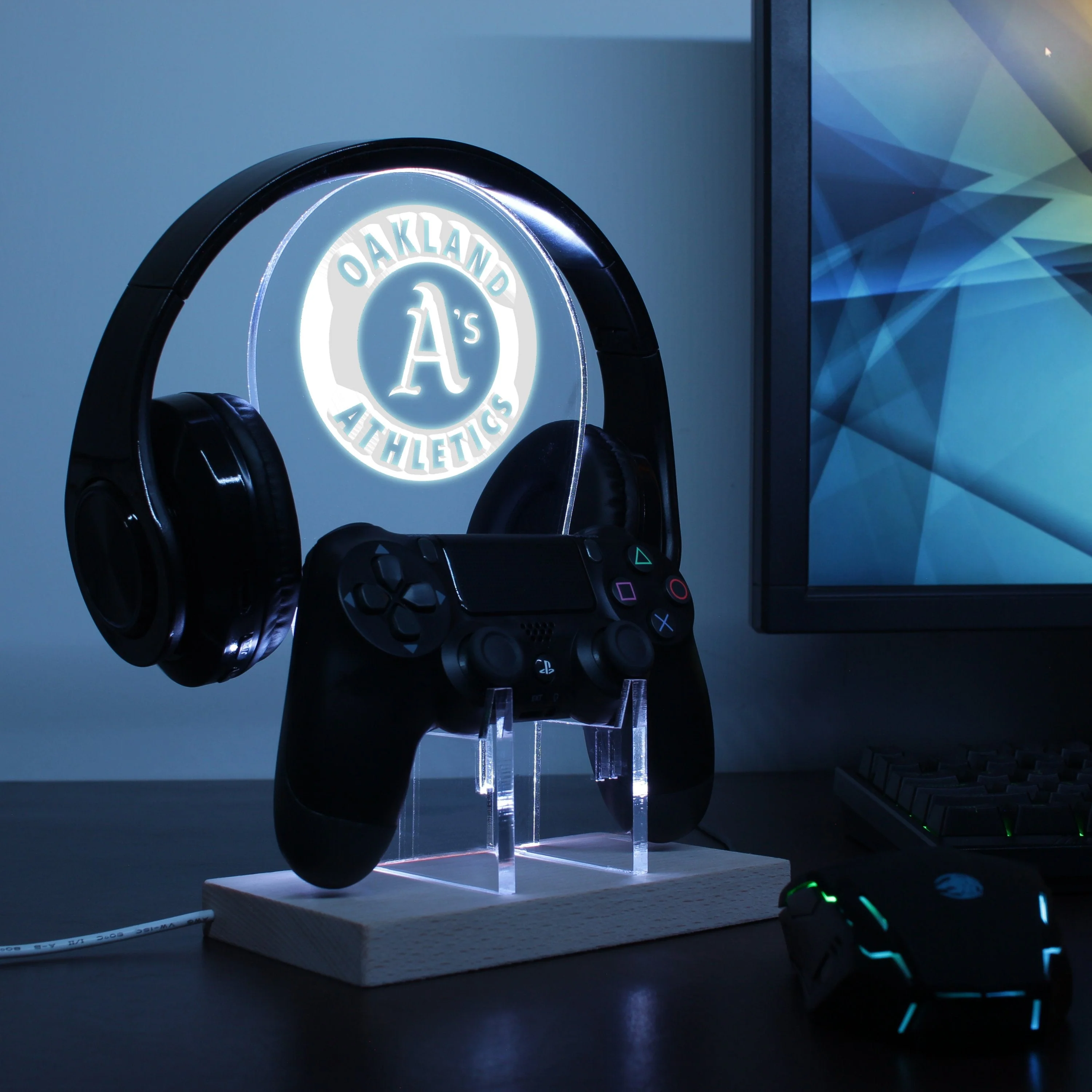 Oakland Athletics LED Gaming Headset Controller Stand - Image 3