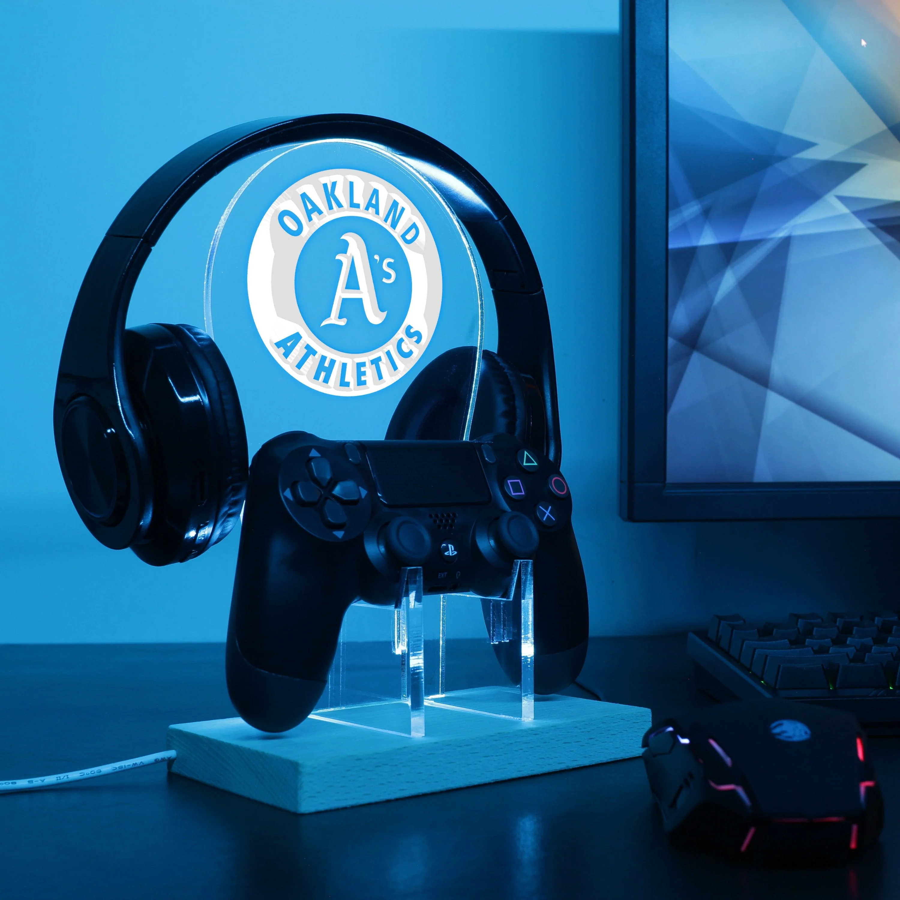 Oakland Athletics LED Gaming Headset Controller Stand - Image 4