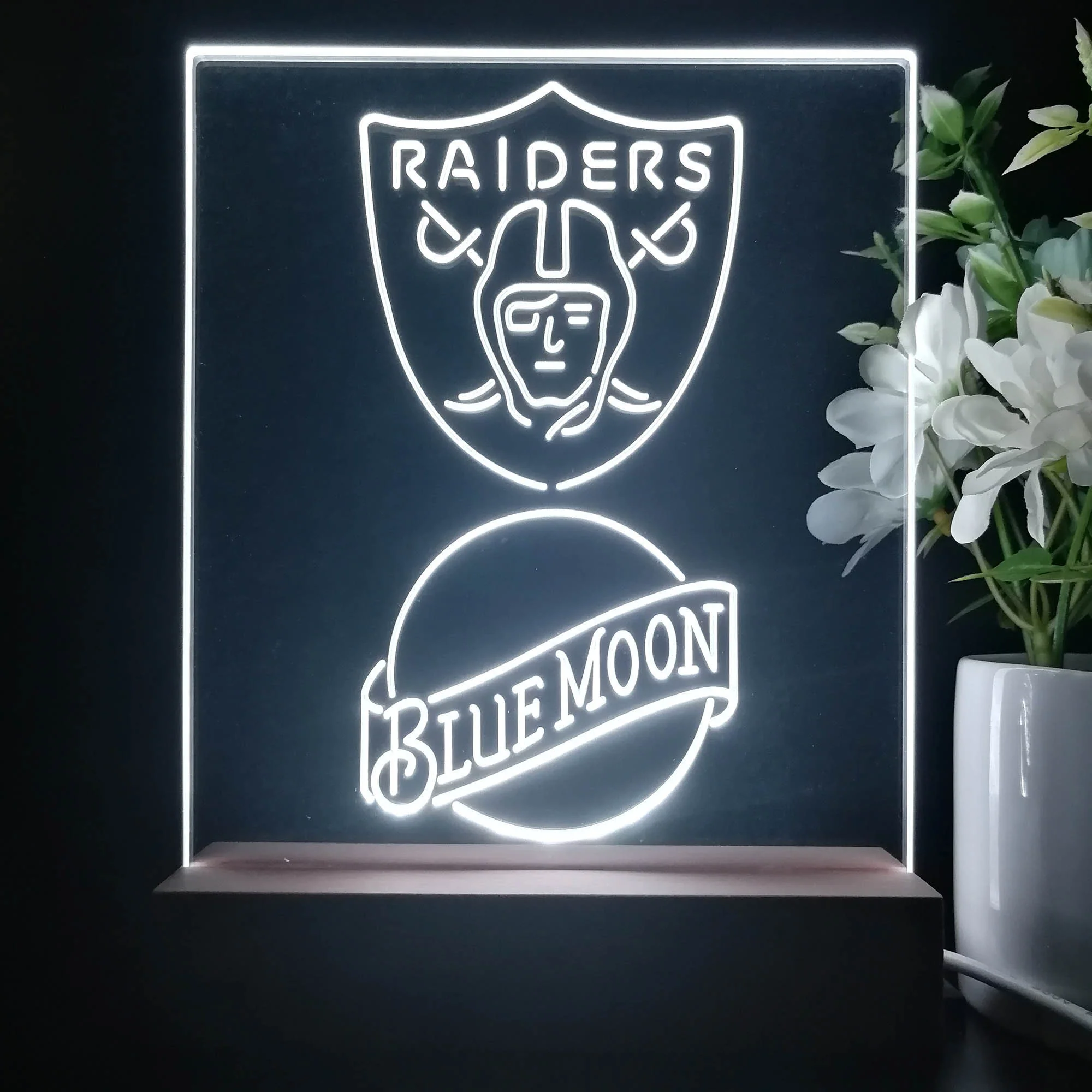 Las Vegas Raiders Blue Moon Neon Sign Pub Bar Lamp - Image 3