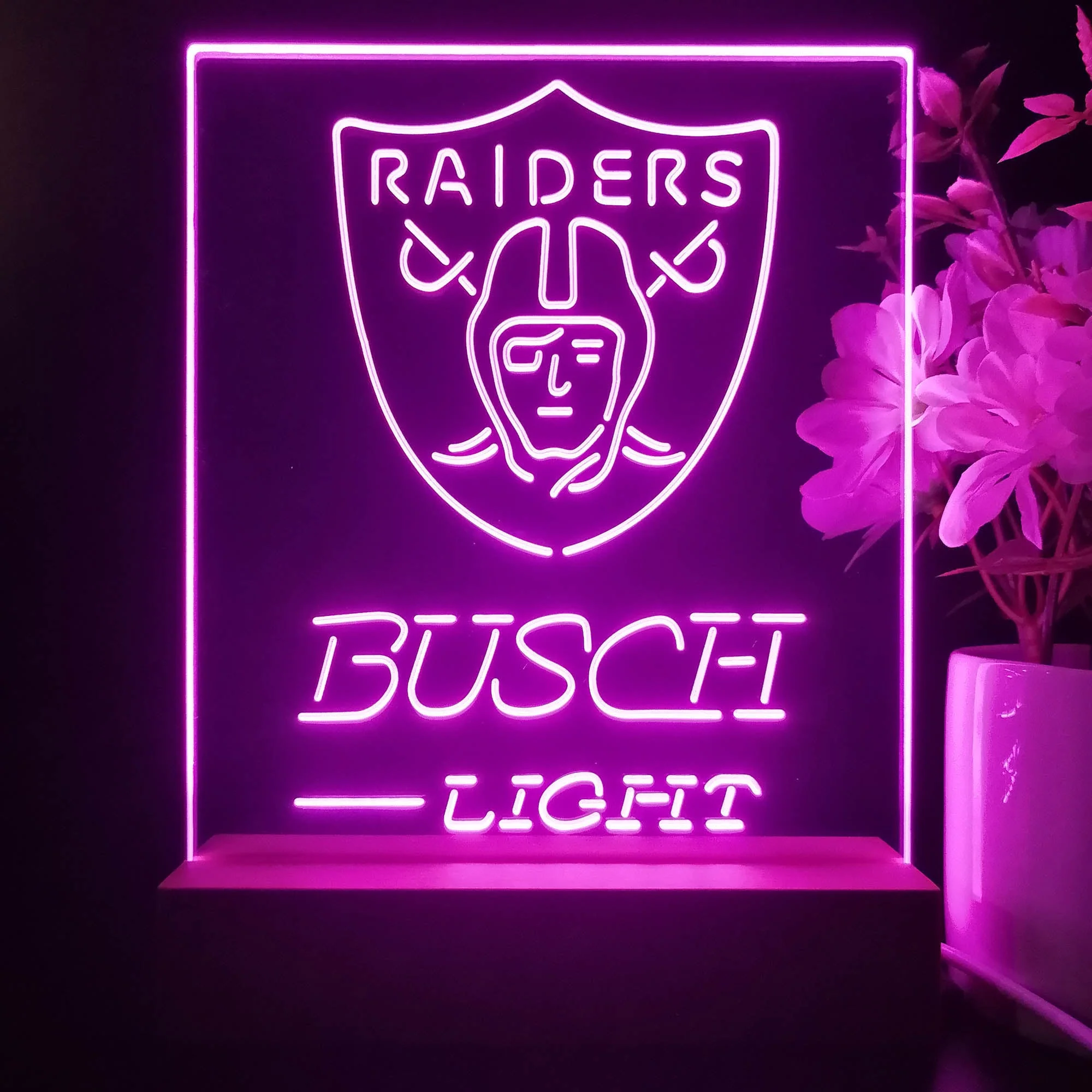 Oakland Raiders Busch Light Neon Sign Pub Bar Lamp